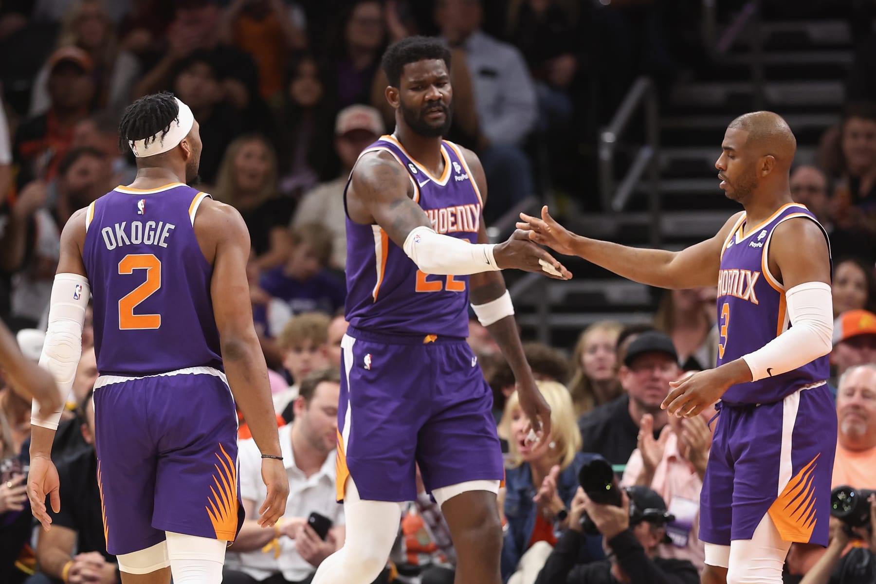 Deandre Ayton and Chris Paul
