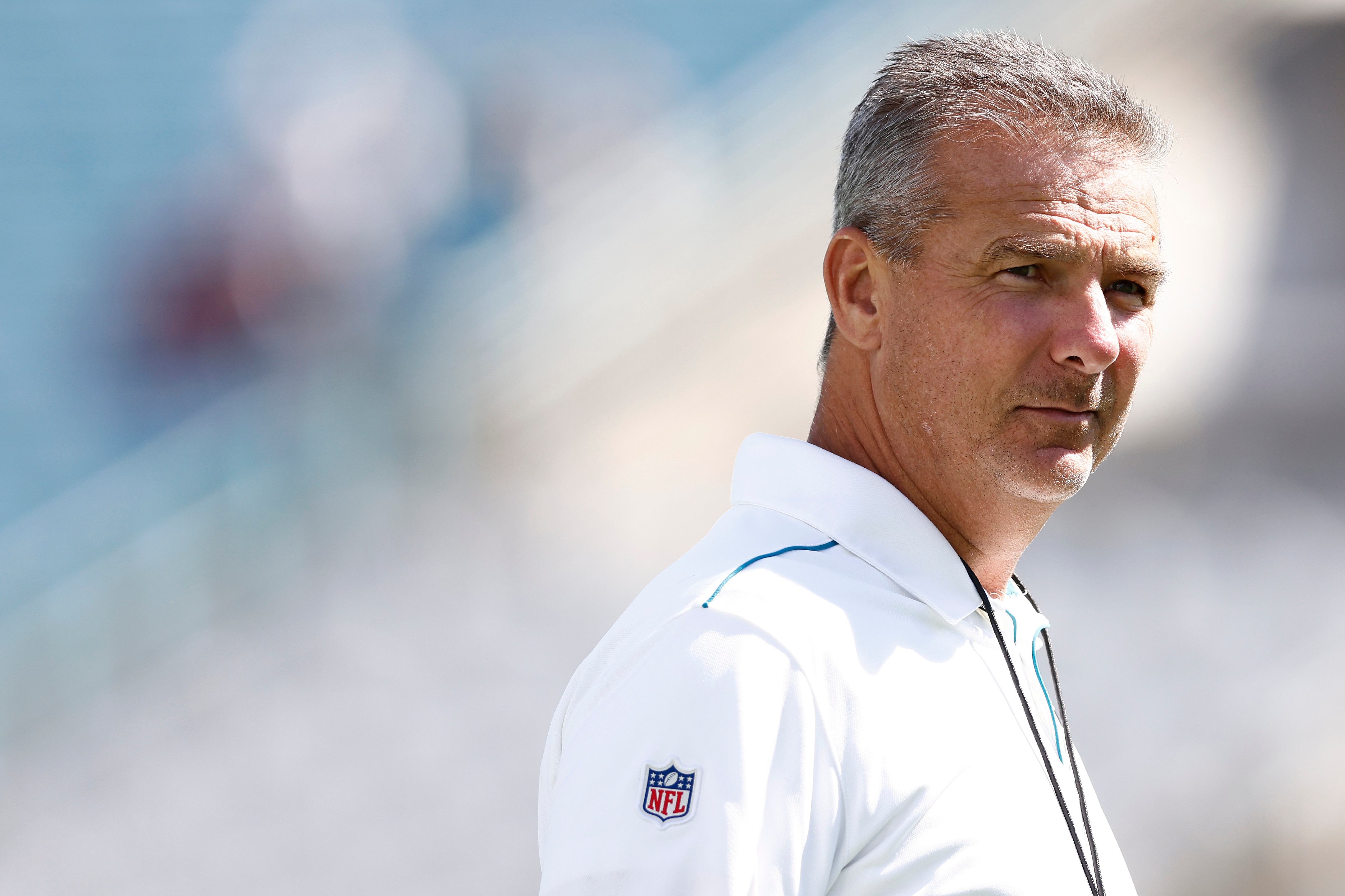 JACKSONVILLE, FLORIDA - SEPTEMBER 26: Head coach Urban Meyer of the Jacksonville Jaguars looks on prior to the game against the Arizona Cardinals at TIAA Bank Field on September 26, 2021 in Jacksonville, Florida. (Photo by Michael Reaves/Getty Images)