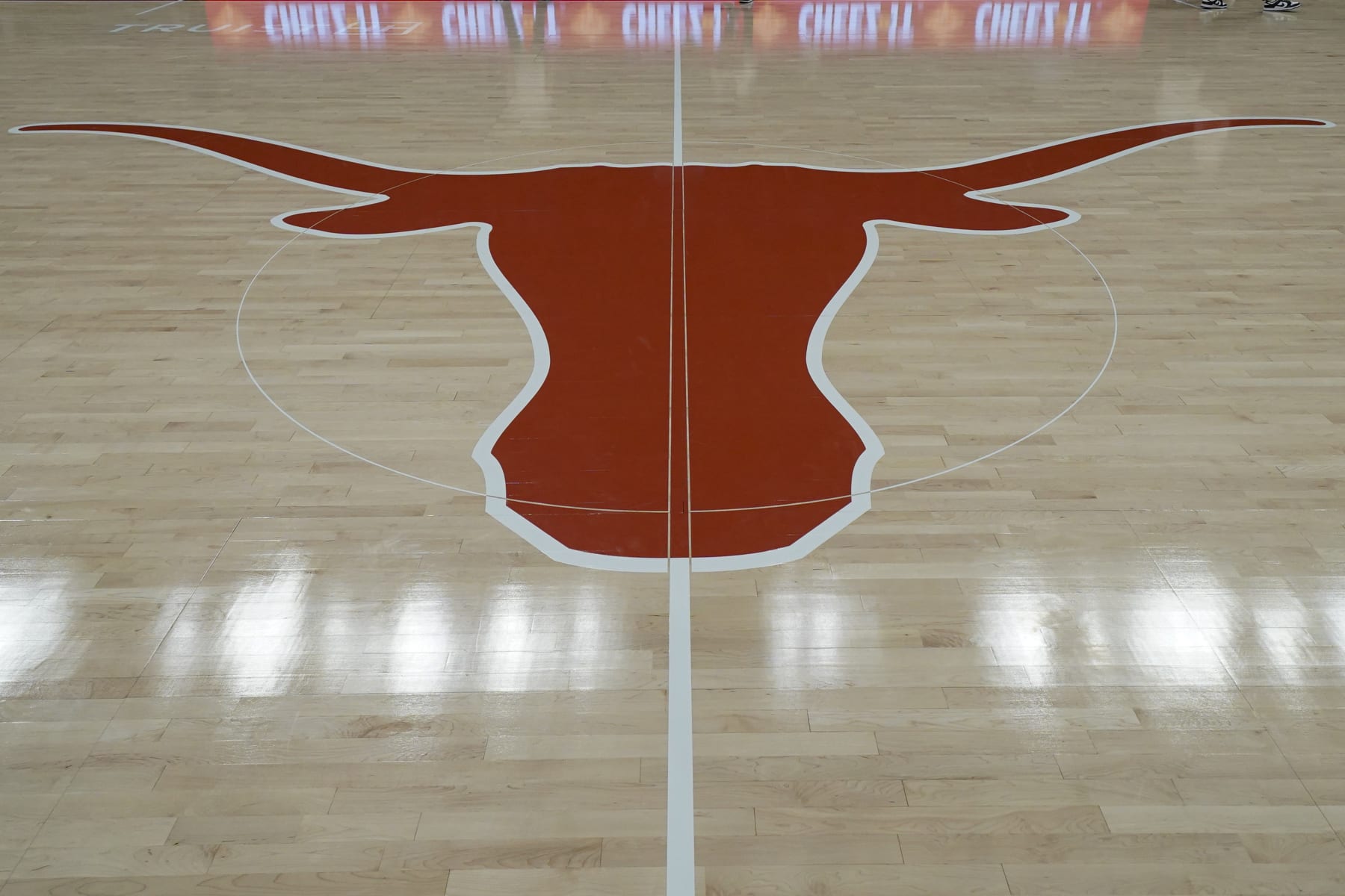 AUSTIN, TX - DECEMBER 1:  The Texas Longhorns logo on the floor of the Moody Center in Austin, Texas on December 1, 2022.  (Photo by Porter Binks/Getty Images)