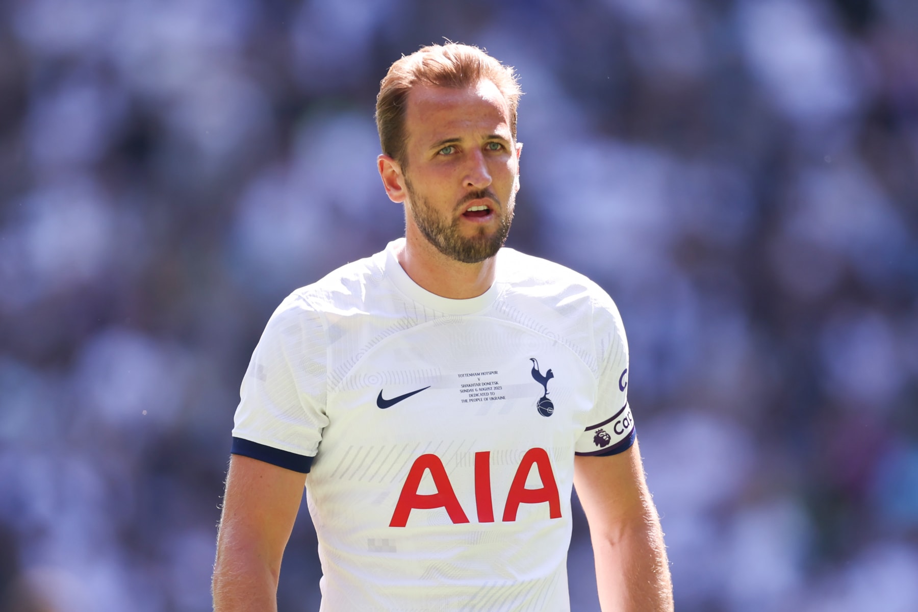 LONDON, ENGLAND - AUGUST 6: Harry Kane of Tottenham Hotspur during the pre-season friendly match between Tottenham Hotspur and Shakhtar Donetsk at Tottenham Hotspur Stadium on August 6, 2023 in England. (Photo by Jacques Feeney/Offside/Offside via Getty Images)