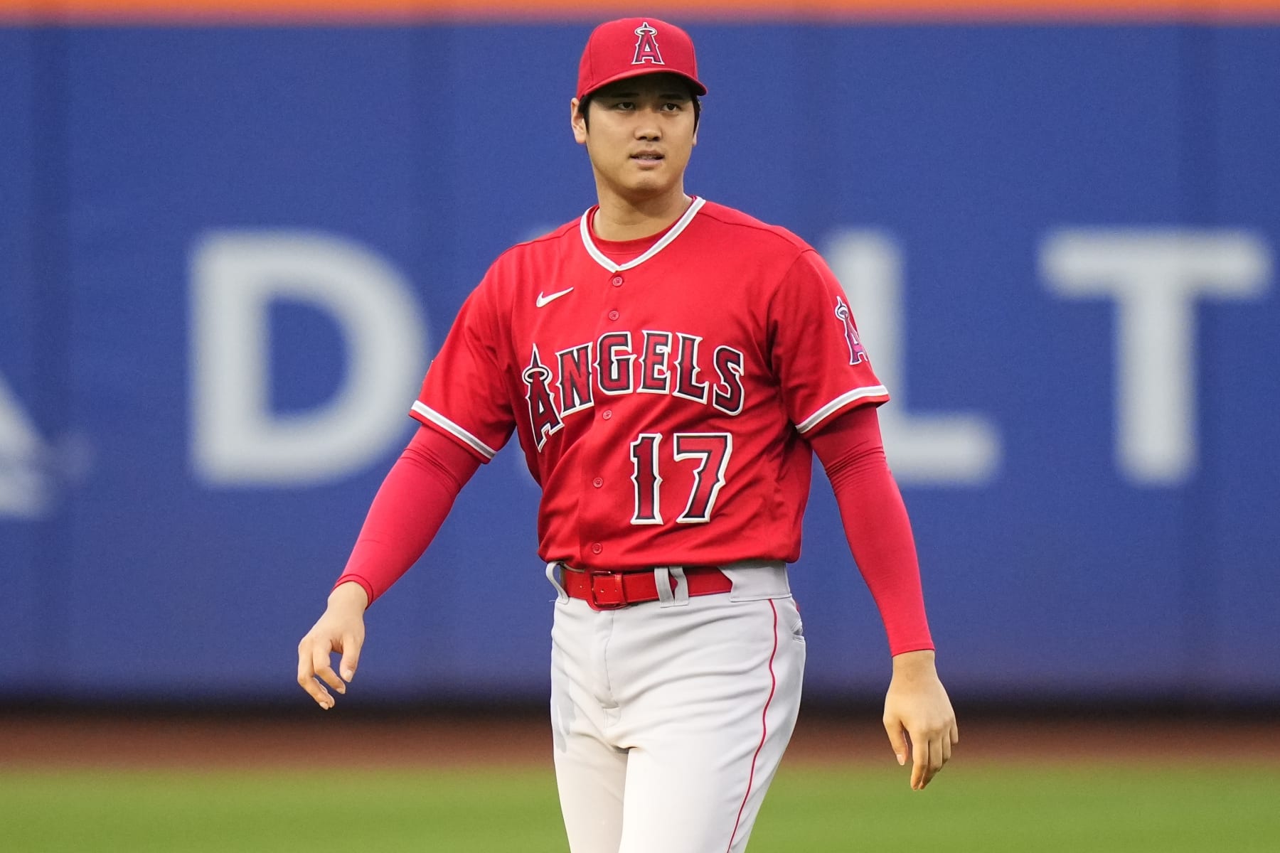 Los Angeles Angels' Shohei Ohtani, of Japan, before a baseball game against the New York Mets Friday, Aug. 25, 2023, in New York. (AP Photo/Frank Franklin II)