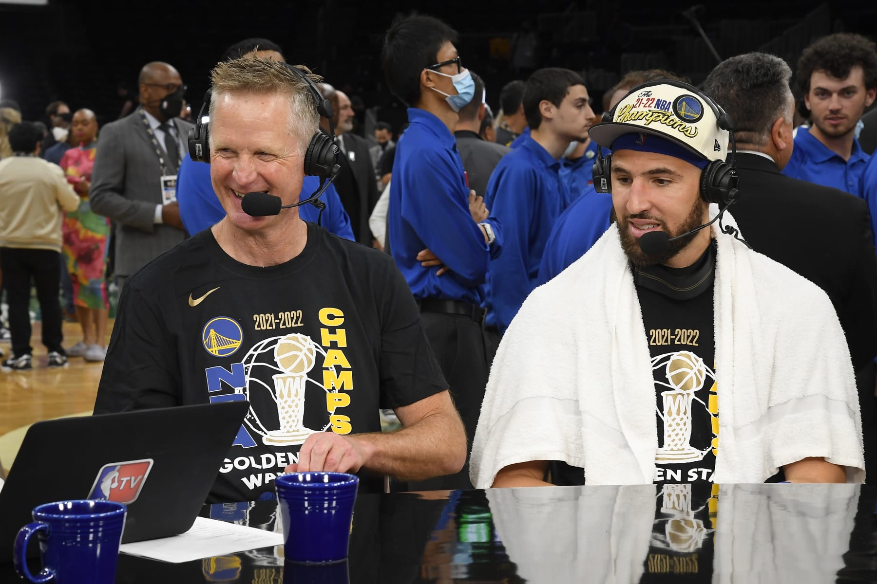 BOSTON, MA - JUNE 16: Head Coach Steve Kerr of the Golden State Warriors talks to the media after Game Six of the 2022 NBA Finals on June 16, 2022 at TD Garden in Boston, Massachusetts. NOTE TO USER: User expressly acknowledges and agrees that, by downloading and or using this photograph, user is consenting to the terms and conditions of Getty Images License Agreement. Mandatory Copyright Notice: Copyright 2022 NBAE (Photo by Brian Babineau/NBAE via Getty Images)