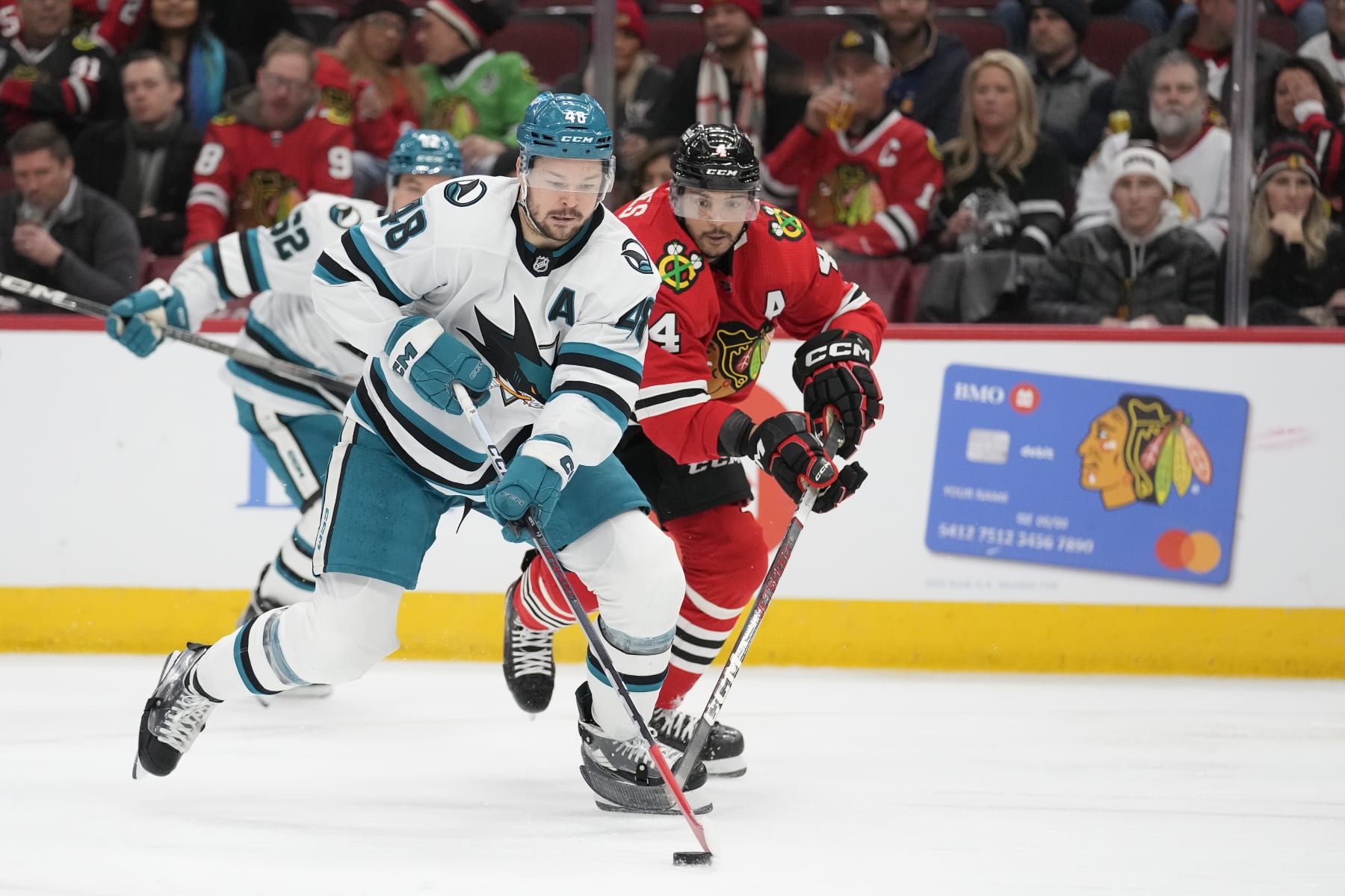 Tomáš Hertl and Seth Jones.