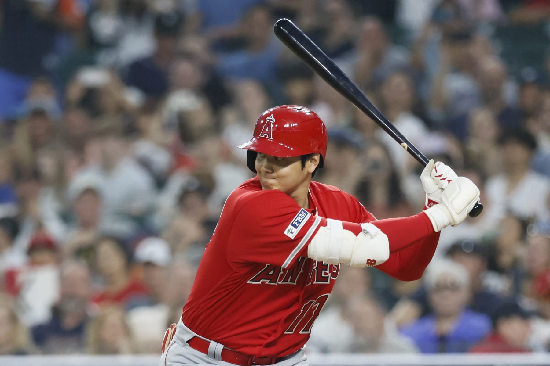 DETROIT, MI - JULY 25: Shohei Ohtani #17 of the Los Angeles Angels bats against the Detroit Tigers during the ninth inning at Comerica Park on July 25, 2023 in Detroit, Michigan. (Photo by Duane Burleson/Getty Images) DETROIT, MI - JULY 25: Shohei Ohtani #17 of the Los Angeles Angels bats against the Detroit Tigers during the ninth inning at Comerica Park on July 25, 2023 in Detroit, Michigan. (Photo by Duane Burleson/Getty Images)