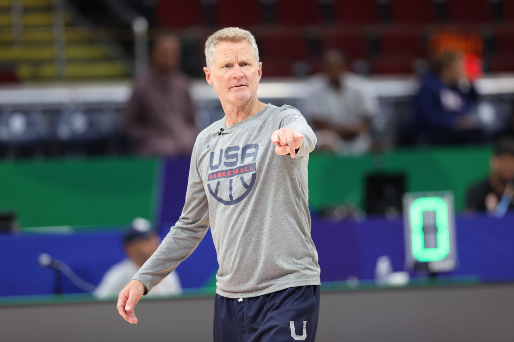 MANILA, PHILIPPINES - AUGUST 23: Head Coach Steve Kerr of the USA Men's Senior National Team calls a play during practice on August 23, 2023 at the Mall of Asia Arena in Manila, Philippines. NOTE TO USER: User expressly acknowledges and agrees that, by downloading and/or using this photograph, user is consenting to the terms and conditions of the Getty Images License Agreement. Mandatory Copyright Notice: Copyright 2023 NBAE (Photo by Stephen Gosling/NBAE via Getty Images)