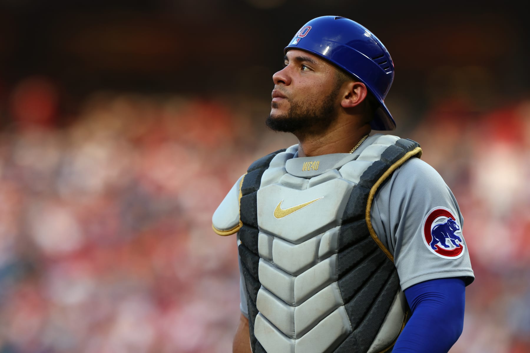 PHILADELPHIA, PA - JULY 23: Willson Contreras #40 of the Chicago Cubs in action during a game against the Philadelphia Phillies at Citizens Bank Park on July 23, 2022 in Philadelphia, Pennsylvania. The Cubs defeated the Phillies 6-2 in 10 innings. (Photo by Rich Schultz/Getty Images)