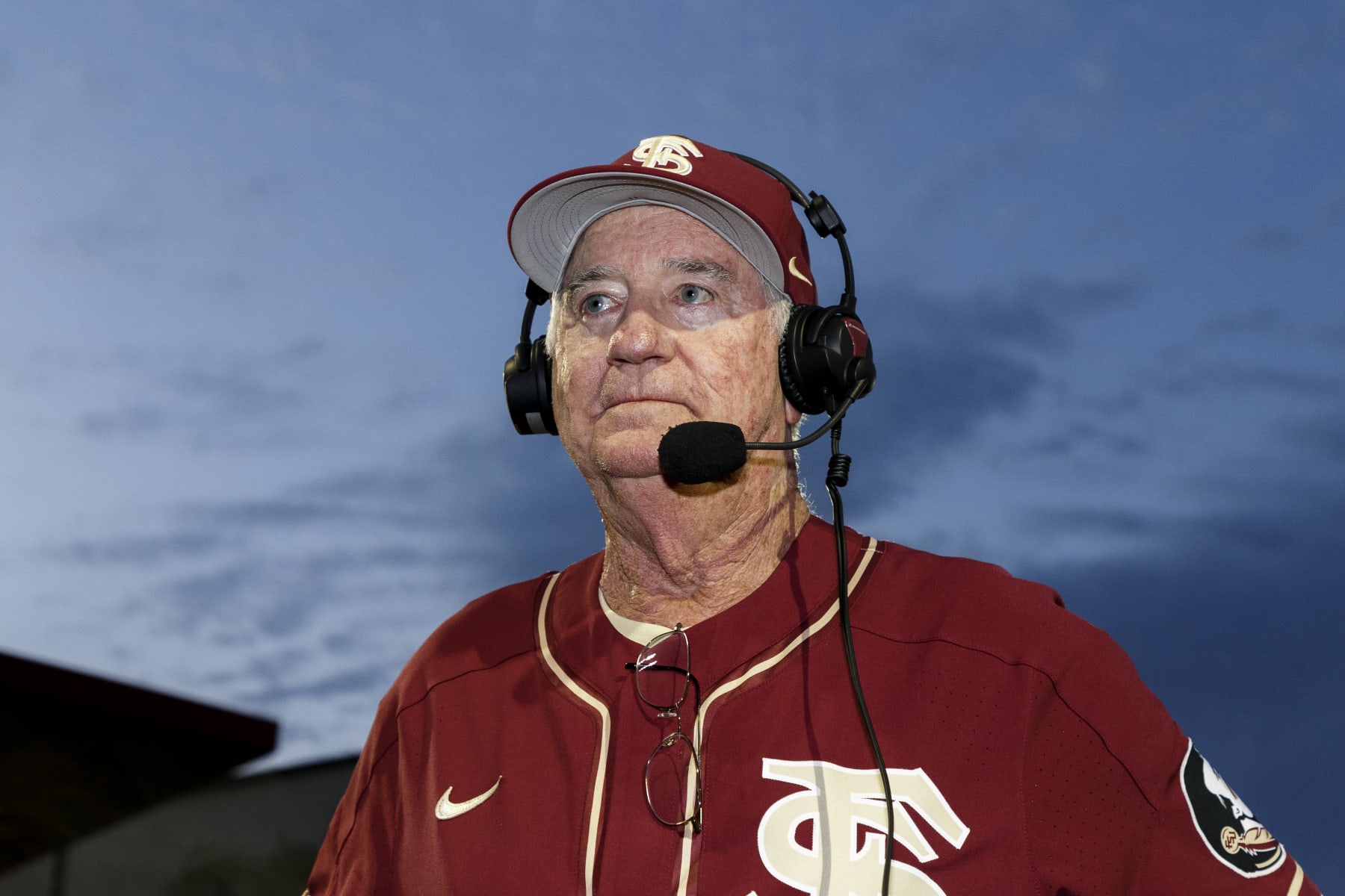 TALLAHASSEE, FL - MARCH 9: Head Coach Mike Martin of the Florida State Seminoles gives a TV interview after the game against Virginia Tech on Mike Martin Field at Dick Howser Stadium on March 9, 2019 in Tallahassee, Florida. The #7 ranked Seminoles defeated the Hokies 5 to 2 to give Martin his 2000th career win. (Photo by Don Juan Moore/Getty Images)