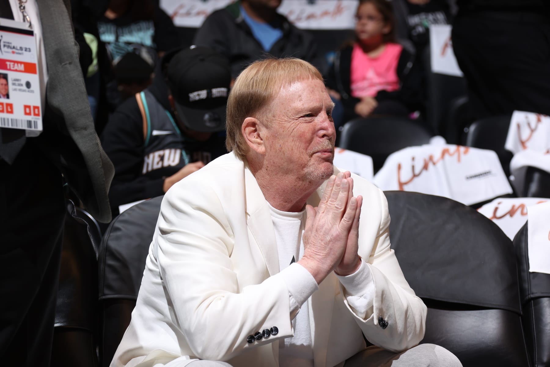 BROOKLYN, NY - OCTOBER 15:  Mark Davis of the Las Vegas Aces attends the game against the New York Liberty during Game 3 of the 2023 WNBA Finals on October 15, 2023 in Brooklyn, New York. NOTE TO USER: User expressly acknowledges and agrees that, by downloading and or using this photograph, user is consenting to the terms and conditions of the Getty Images License Agreement. Mandatory Copyright Notice: Copyright 2023 NBAE (Photo by Stephen Gosling/NBAE via Getty Images)