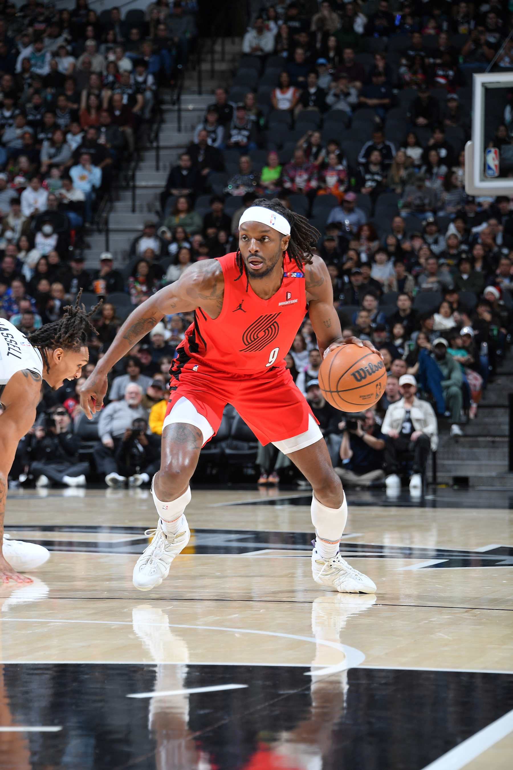 SAN ANTONIO, TX - DECEMBER 21: Jerami Grant #9 of the Portland Trail Blazers handles the ball during the game against the San Antonio Spurs on December 21, 2024 at the Frost Bank Center in San Antonio, Texas. NOTE TO USER: User expressly acknowledges and agrees that, by downloading and or using this photograph, user is consenting to the terms and conditions of the Getty Images License Agreement. Mandatory Copyright Notice: Copyright 2024 NBAE (Photos by Michael Gonzales/NBAE via Getty Images)