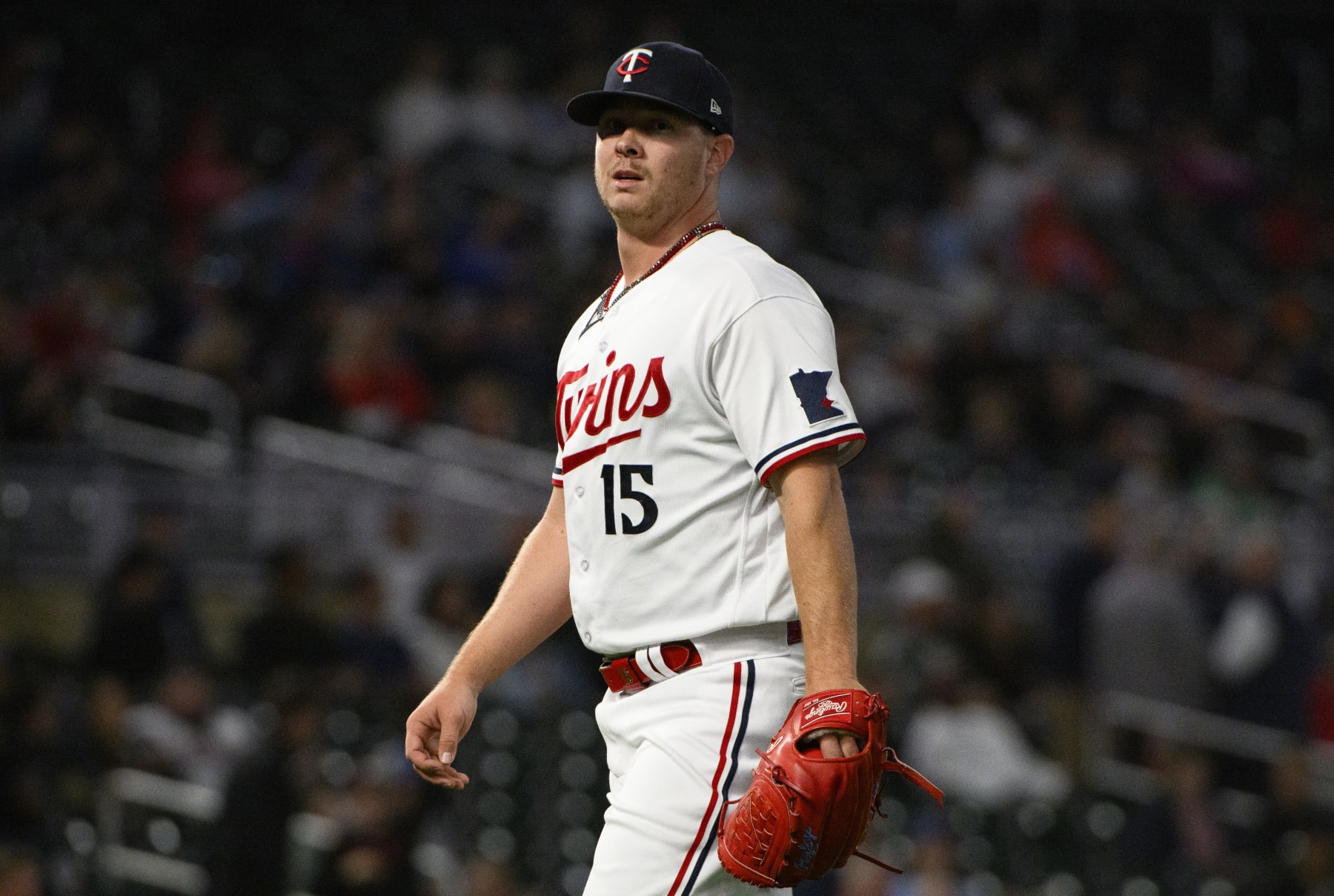 MINNEAPOLIS, MINNESOTA - SEPTEMBER 27: Emilio Pagan #15 of the Minnesota Twins pitches in the sixth inning of the game against the Oakland Athletics at Target Field on September 27, 2023 in Minneapolis, Minnesota. (Photo by Stephen Maturen/Getty Images)