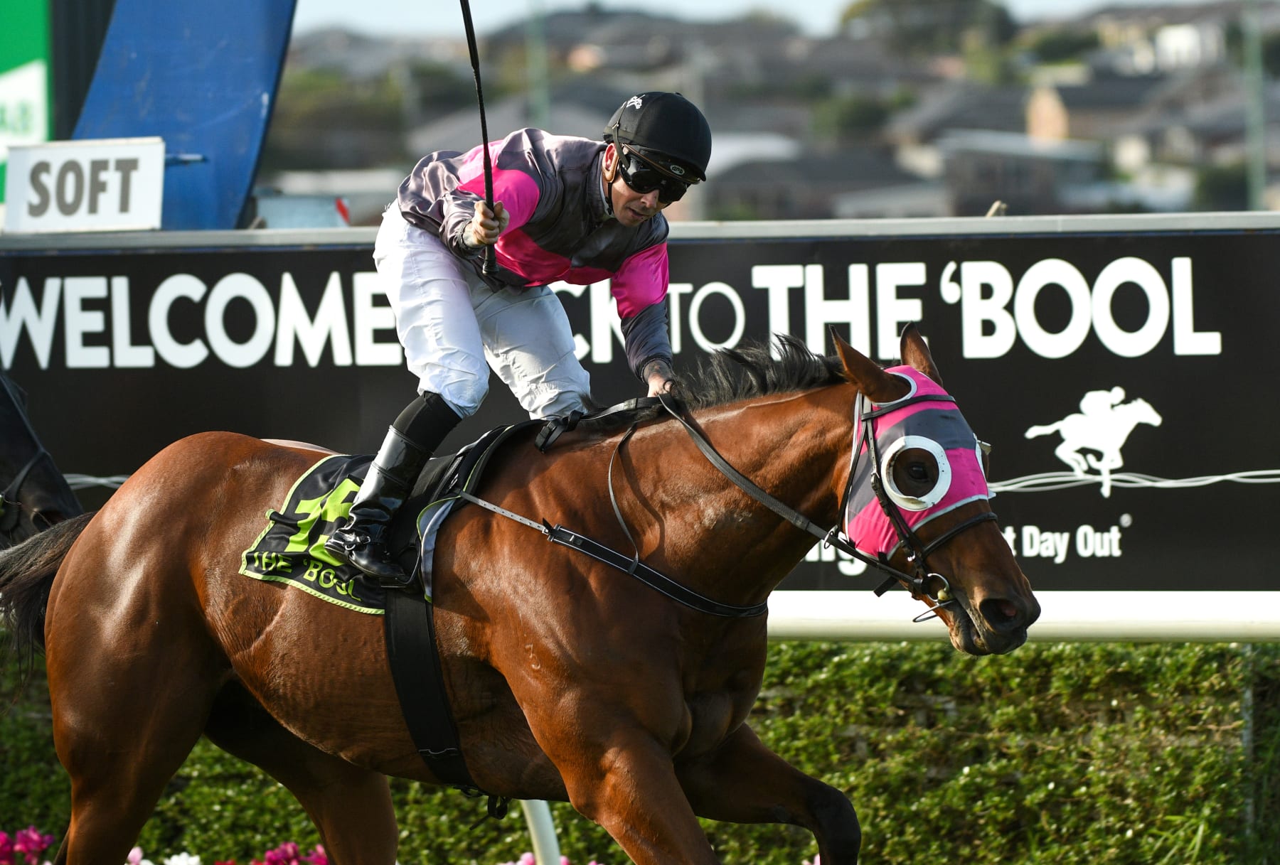 WARRNAMBOOL, AUSTRALIA - MAY 05: Jockey Dean Holland riding Inn Keeper to win Race 8, the Midfield Group Wangoom Handicap, during the Warrnambool Jumps Carnival at Warrnambool Racing Club on May 05, 2021 in Warrnambool, Australia. (Photo by Vince Caligiuri/Getty Images)