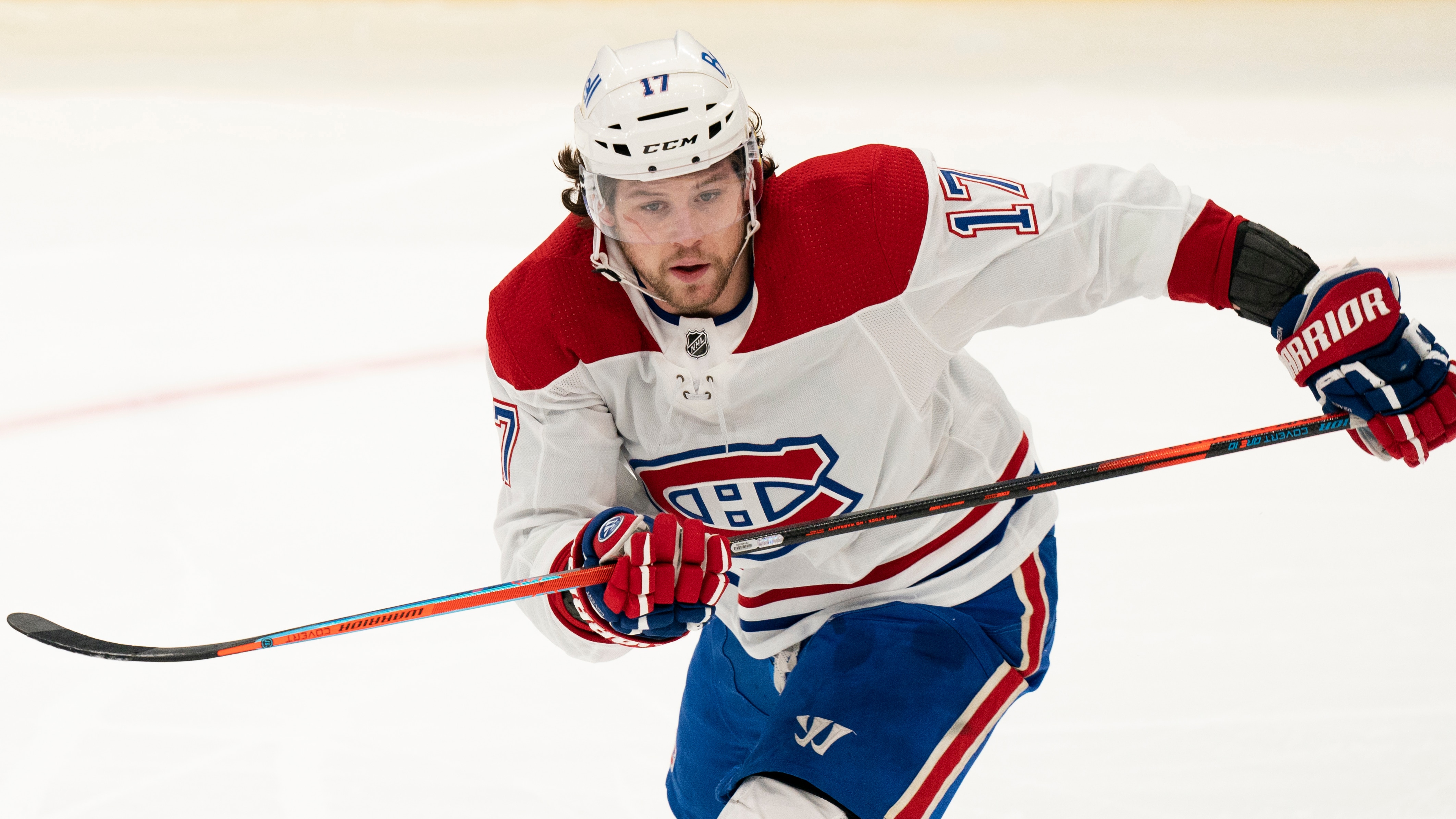 Montreal Canadiens right winger Josh Anderson (17) during an NHL hockey game against the Toronto Maple Leafs, Saturday, Feb. 13, 2021, in Toronto, Canada. (AP Photo/Peter Power)