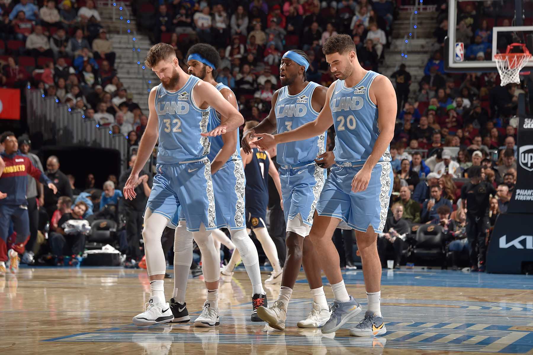 Dean Wade, Jarrett Allen, Caris LeVert and Georges Niang
