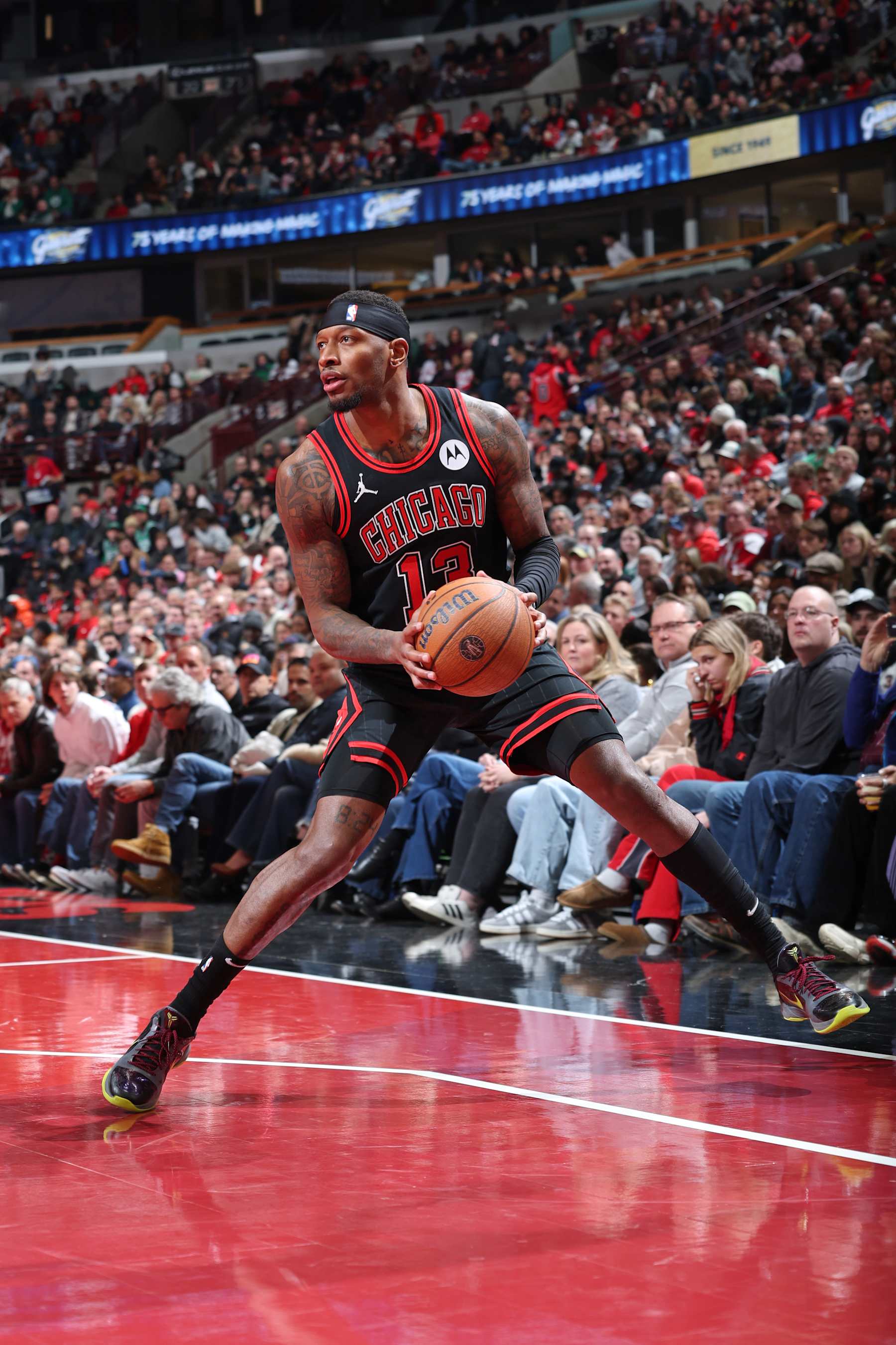 CHICAGO, IL - NOVEMBER 29: Torrey Craig #13 of Chicago Bulls handles the ball during the game against the Boston Celtics during the Emirates NBA Cup game on November 29, 2024 at United Center in Chicago, Illinois. NOTE TO USER: User expressly acknowledges and agrees that, by downloading and or using this photograph, User is consenting to the terms and conditions of the Getty Images License Agreement. Mandatory Copyright Notice: Copyright 2024 NBAE (Photo by Jeff Haynes/NBAE via Getty Images)