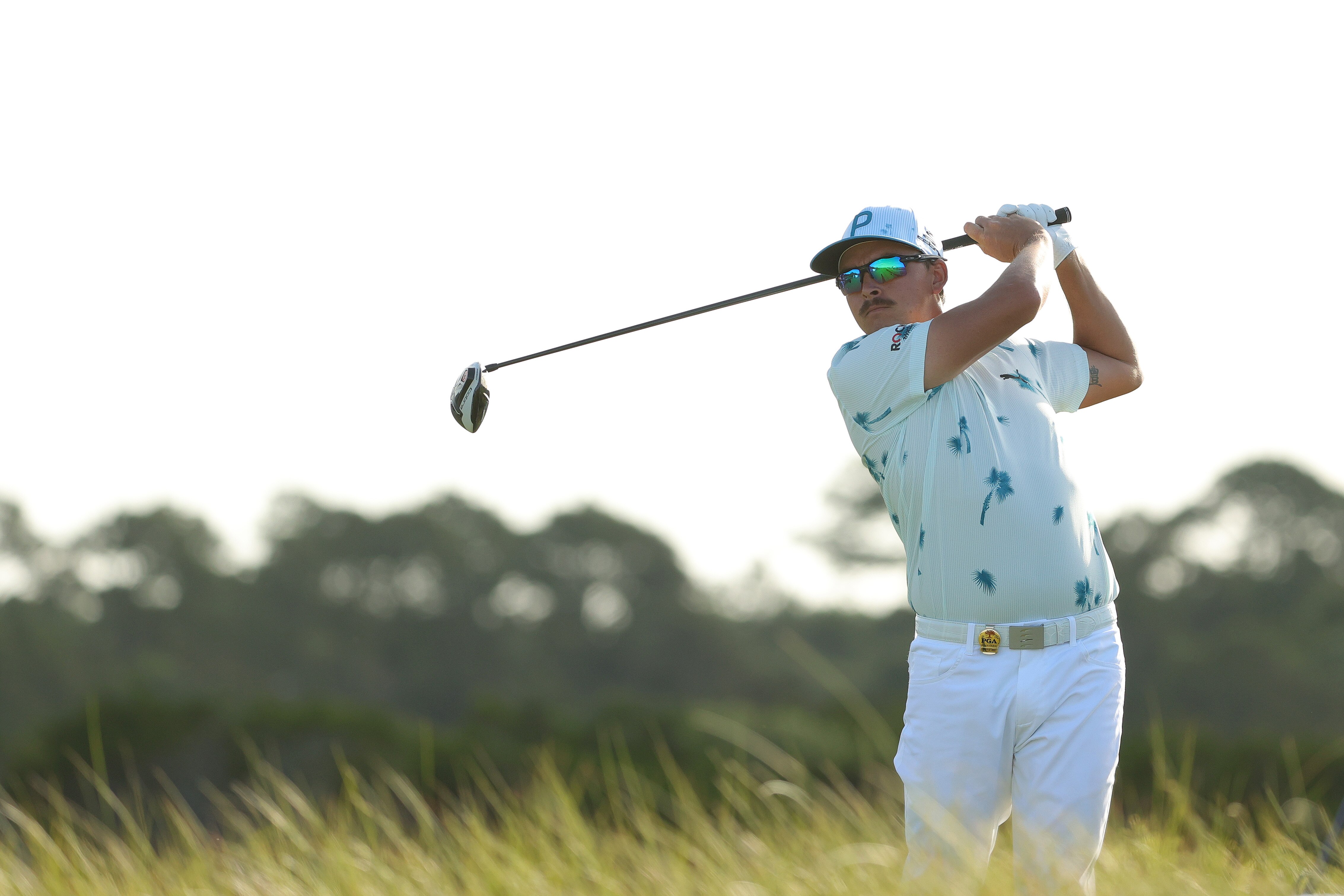 KIAWAH ISLAND, SOUTH CAROLINA - MAY 20: Rickie Fowler of the United States plays his shot from the 11th tee during the first round of the 2021 PGA Championship at Kiawah Island Resort's Ocean Course on May 20, 2021 in Kiawah Island, South Carolina. (Photo by Stacy Revere/Getty Images)