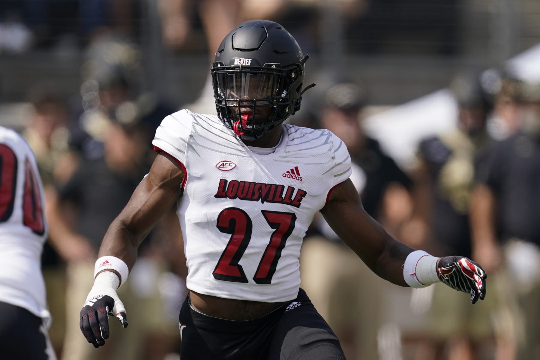 Louisville defensive back Kenderick Duncan plays during an NCAA college football game against Wake Forest on Saturday, Oct. 2, 2021, in Winston-Salem, N.C. (AP Photo/Chris Carlson)