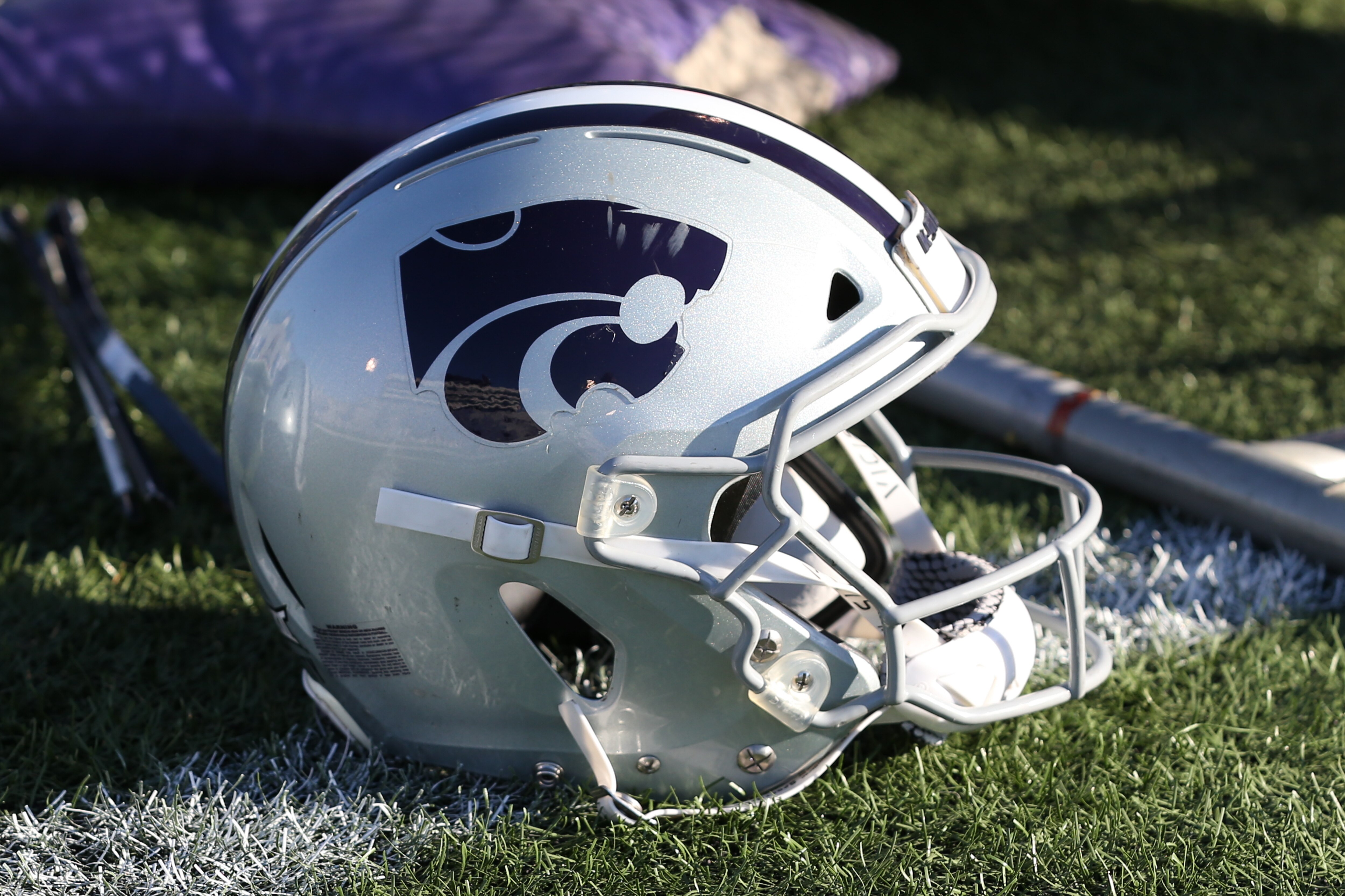 LAWRENCE, KS - NOVEMBER 06: A view of a Kansas State Wildcats helmet before a Big 12 football game between the Kansas State Wildcats and Kansas Jayhawks on Nov 6, 2021 at Memorial Stadium in Lawrence, KS. (Photo by Scott Winters/Icon Sportswire via Getty Images)