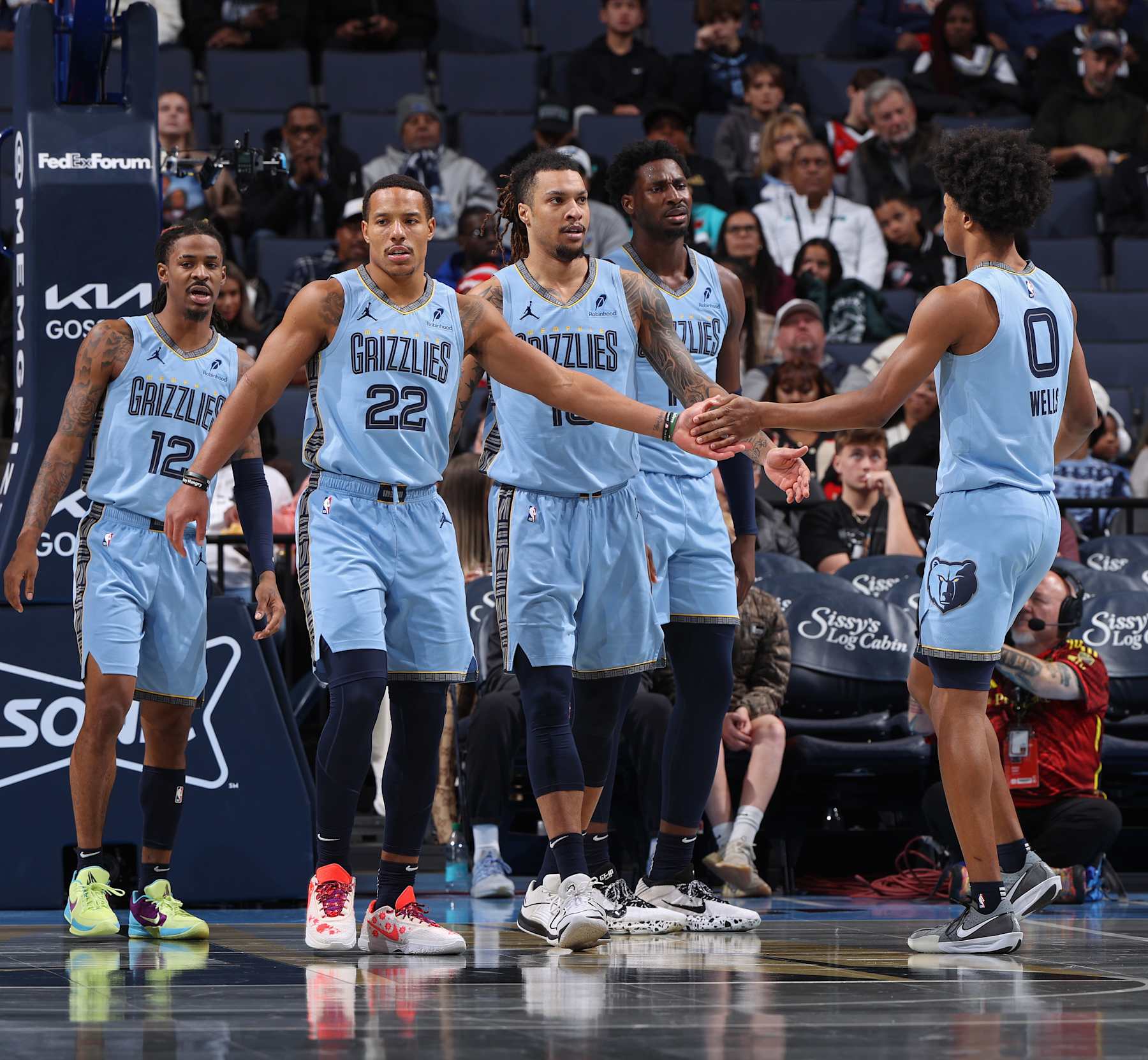 MEMPHIS, TN - NOVEMBER 29: The Memphis Grizzlies look on during the game against the New Orleans Pelicans during the Emirates NBA Cup game on November 29, 2024 at FedExForum in Memphis, Tennessee. NOTE TO USER: User expressly acknowledges and agrees that, by downloading and or using this photograph, User is consenting to the terms and conditions of the Getty Images License Agreement. Mandatory Copyright Notice: Copyright 2024 NBAE (Photo by Joe Murphy/NBAE via Getty Images)