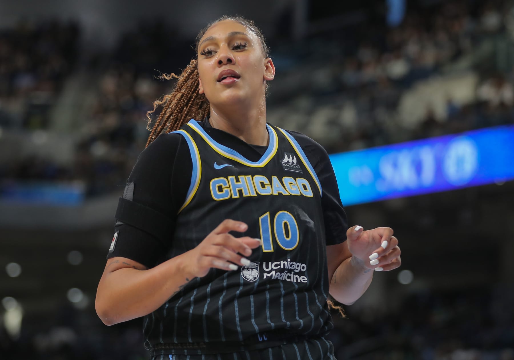 CHICAGO, IL - JUNE 04: Kamilla Cardoso #10 of the Chicago Sky during the first half against the New York Liberty on June 4, 2024 at Wintrust Arena in Chicago, Illinois. (Photo by Melissa Tamez/ Icon Sportswire)