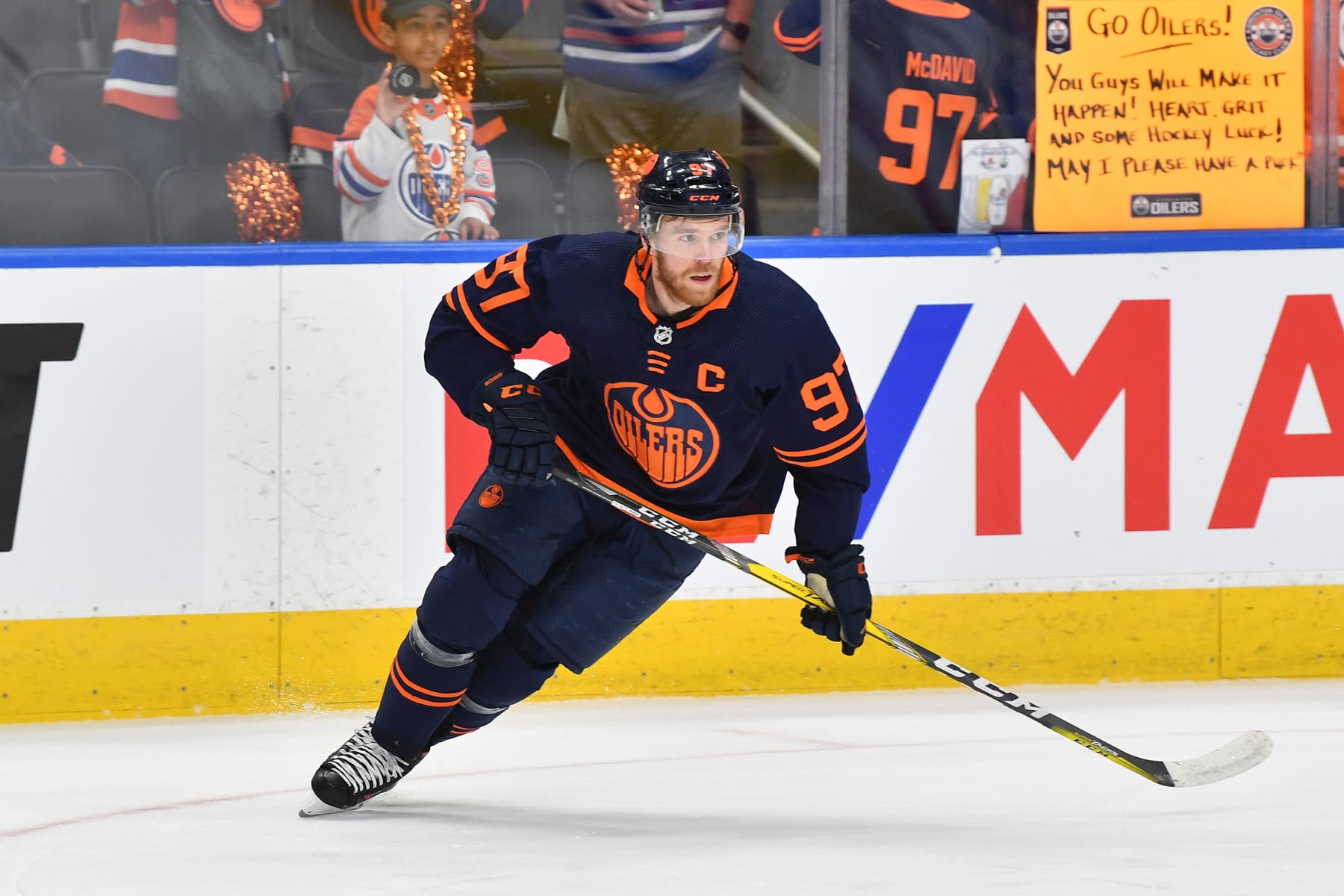 EDMONTON, AB - JUNE 6: Connor McDavid #97 of the Edmonton Oilers warms up prior to Game Four of the Western Conference Finals of the 2022 Stanley Cup Playoffs against the Colorado Avalanche on June 6, 2022 at Rogers Place in Edmonton, Alberta, Canada. (Photo by Andy Devlin/NHLI via Getty Images)