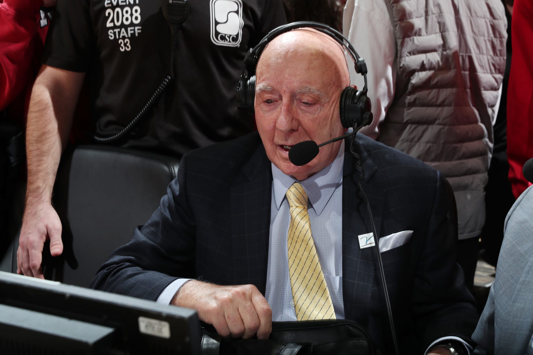 BLOOMINGTON, IN - FEBRUARY 04: ESPN basketball announcer Dick Vitale calls the Purdue Boilermakers at Indiana Hoosiers game at Assembly Hall in Bloomington, Indiana. (Photo by Brian Spurlock/Icon Sportswire via Getty Images)