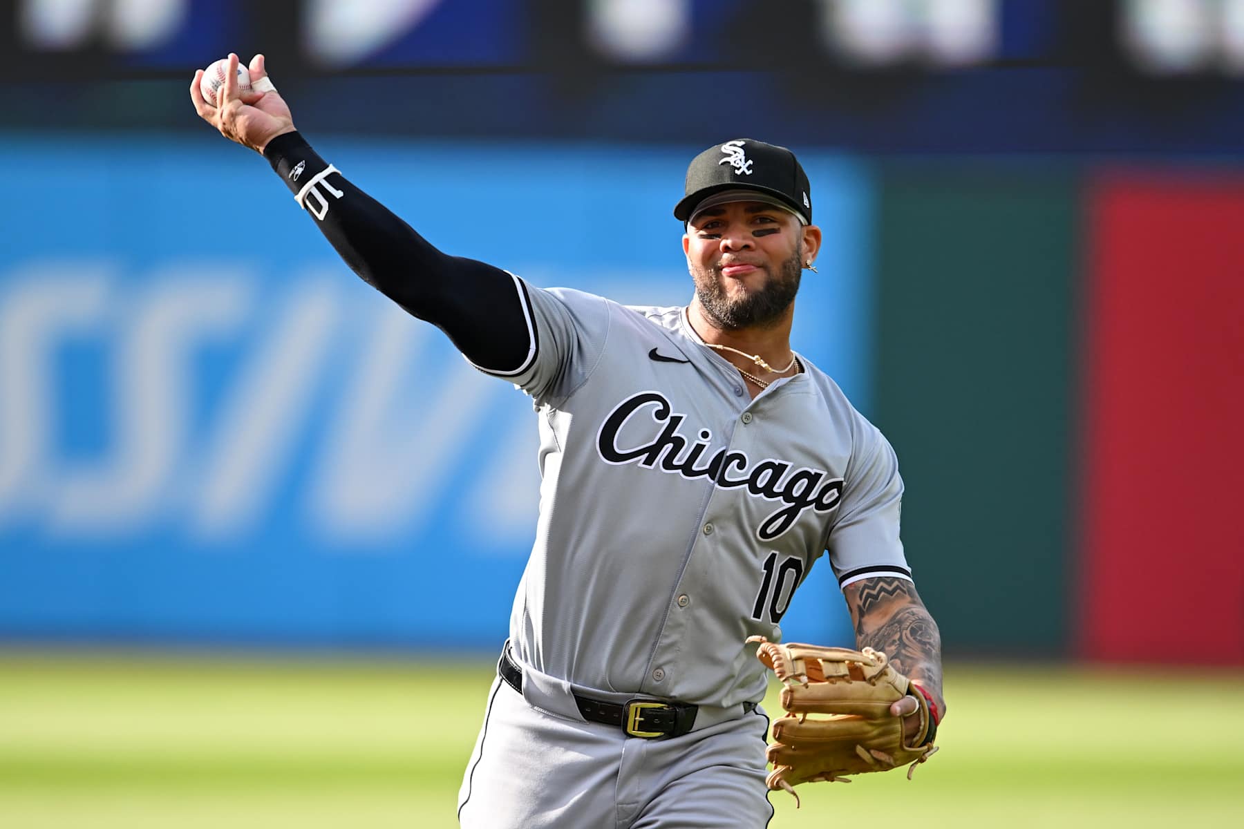 CLEVELAND, OHIO - APRIL 09, 2024: Yoán Moncada #10 of the Chicago White Sox warms up prior to a game against the Cleveland Guardians at Progressive Field on April 9, 2024 in Cleveland, Ohio. (Photo by Nick Cammett/Diamond Images via Getty Images)