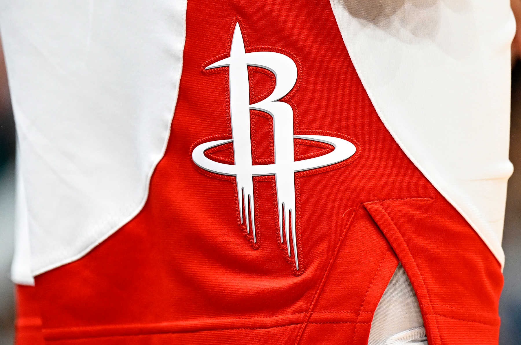 WASHINGTON, DC - JANUARY 05: The Houston Rockets logo on their uniform during the game against the Washington Wizards at Capital One Arena on January 05, 2022 in Washington, DC. NOTE TO USER: User expressly acknowledges and agrees that, by downloading and or using this photograph, User is consenting to the terms and conditions of the Getty Images License Agreement. (Photo by G Fiume/Getty Images)