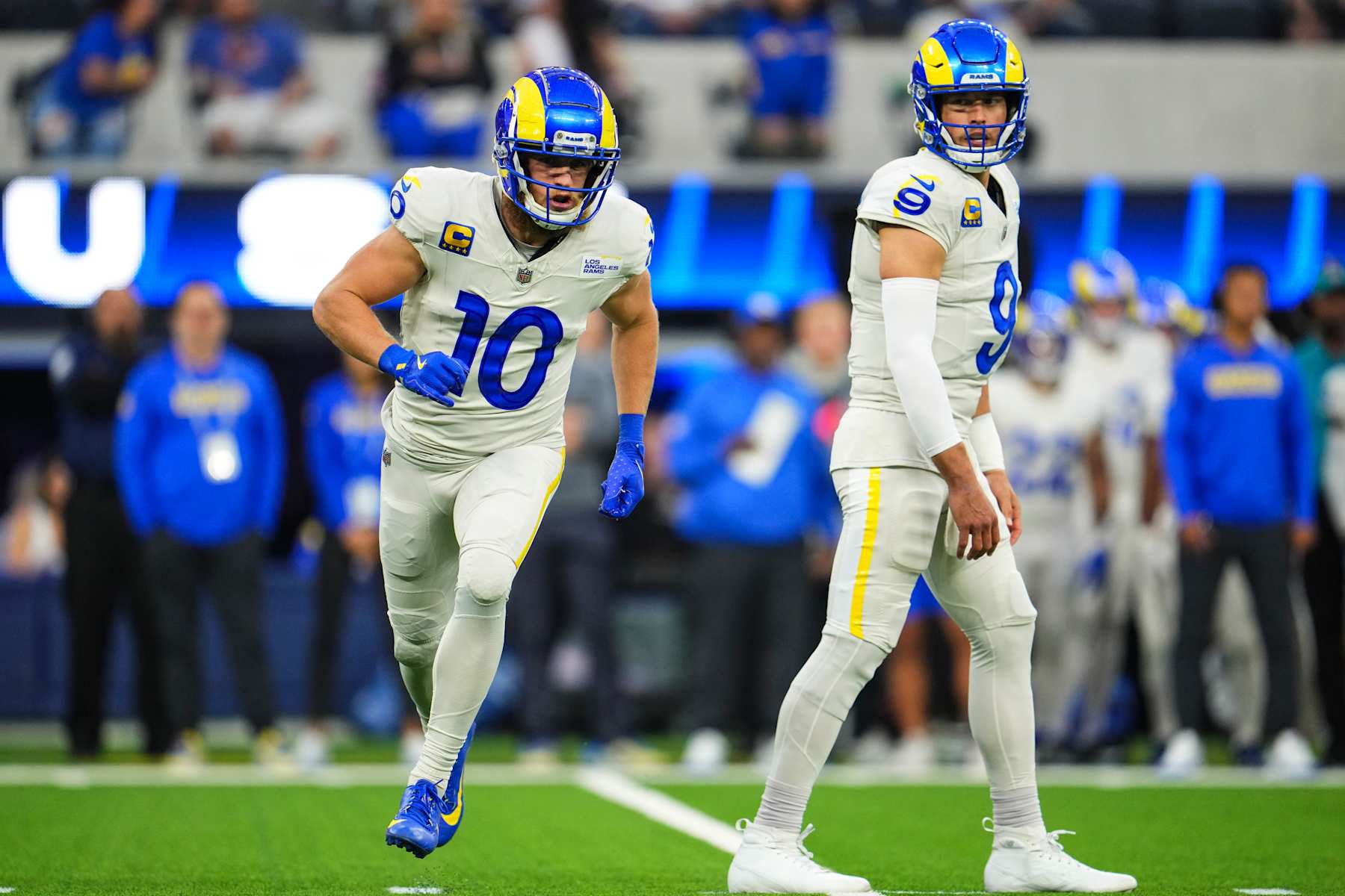 Los Angeles Rams wide receiver Cooper Kupp (left) and quarterback Matthew Stafford (right)
