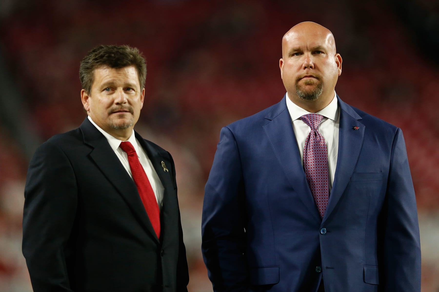 GLENDALE, AZ - NOVEMBER 22: President Michael J. Bidwill of the Arizona Cardinals (L) and general manager Steve Keim (R) watch warm ups before the NFL game against the Cincinnati Bengals at the University of Phoenix Stadium on November 22, 2015 in Glendale, Arizona. (Photo by Christian Petersen/Getty Images) GLENDALE, AZ - NOVEMBER 22: President Michael J. Bidwill of the Arizona Cardinals (L) and general manager Steve Keim (R) watch warm ups before the NFL game against the Cincinnati Bengals at the University of Phoenix Stadium on November 22, 2015 in Glendale, Arizona. (Photo by Christian Petersen/Getty Images)