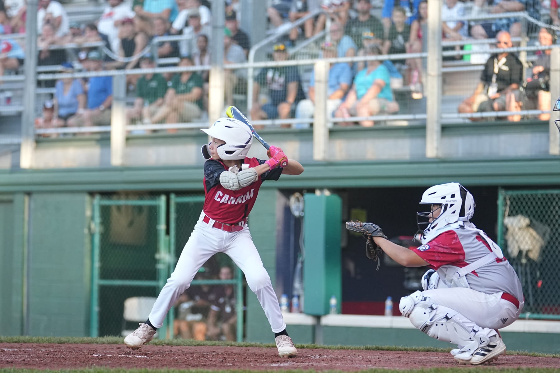 Youth Baseball: Little League World Series: Canada Region (Little Mountain Little League  Vancouver, Canada) Ben Meichenbaum (1) in action, batting vs Japan Region (Takaruzuka Little League -Takaruzuka, Japan) during game at Volunteer Stadium. 
Williamsport, PA 8/19/2022
CREDIT: Erick W. Rasco (Photo by Erick W. Rasco /Sports Illustrated via Getty Images) 
(Set Number: X161124 TK1)