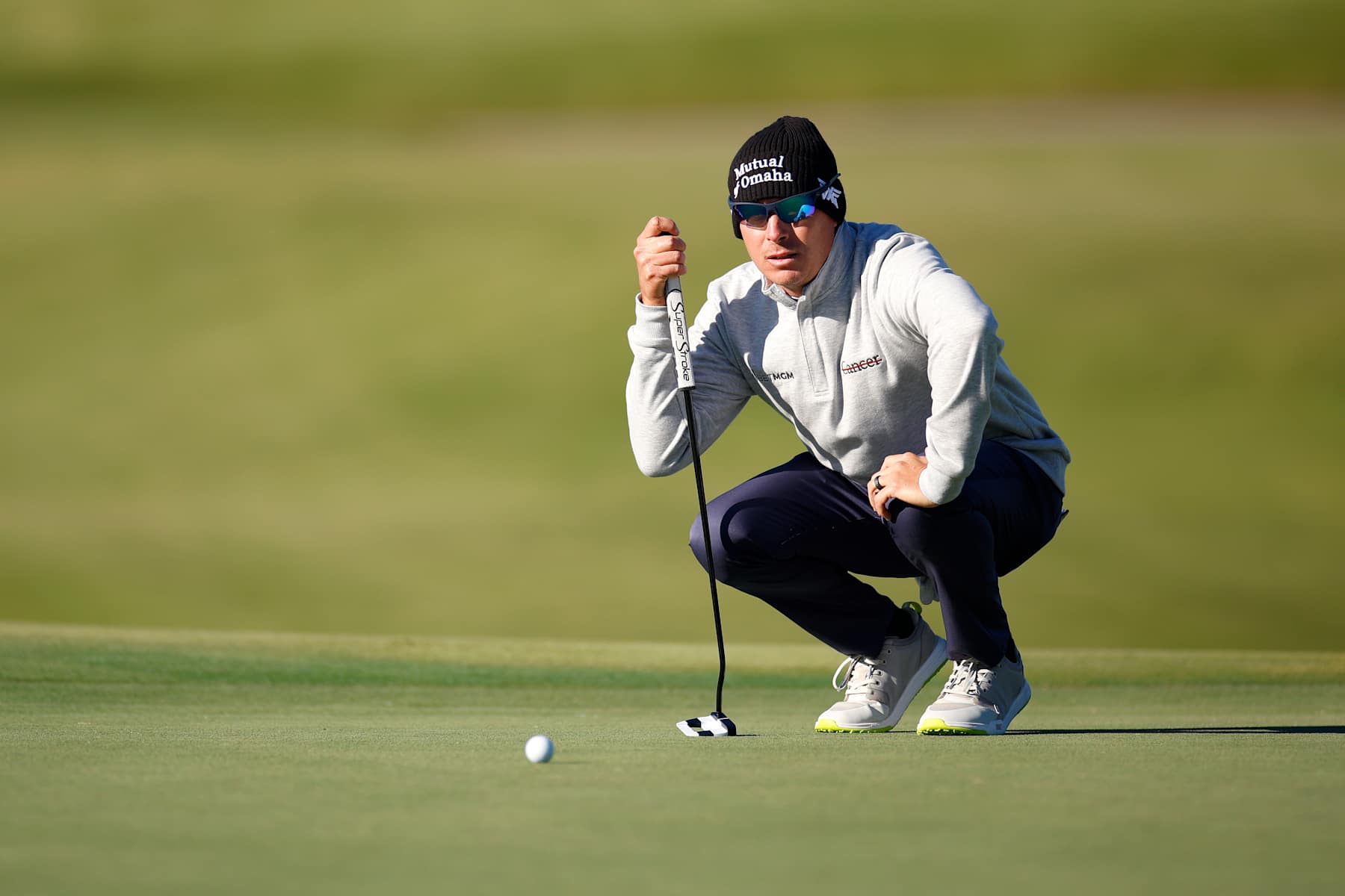ST SIMONS ISLAND, GEORGIA - NOVEMBER 22: Joel Dahmen of the United States lines up a putt on the 18th green during the second round of The RSM Classic 2024 on the Seaside course at Sea Island Resort on November 22, 2024 in St Simons Island, Georgia. (Photo by Mike Ehrmann/Getty Images)