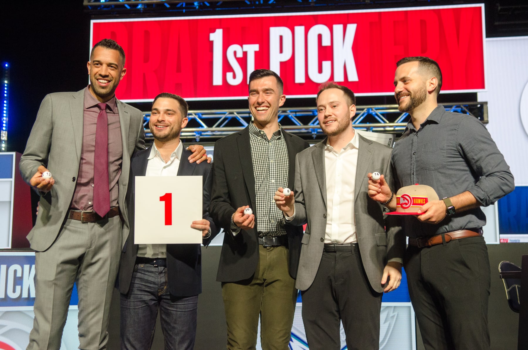 CHICAGO, UNITED STATES - MAY 12: Atlanta Hawks wins the NBA draft lottery in Chicago, United States on May 12, 2024. The Atlanta Hawks won the NBA draft lottery on Sunday, landing the No. 1 pick and a potential cornerstone player in a year where there's no clear-cut choice. (Photo by Jacek Boczarski/Anadolu via Getty Images)