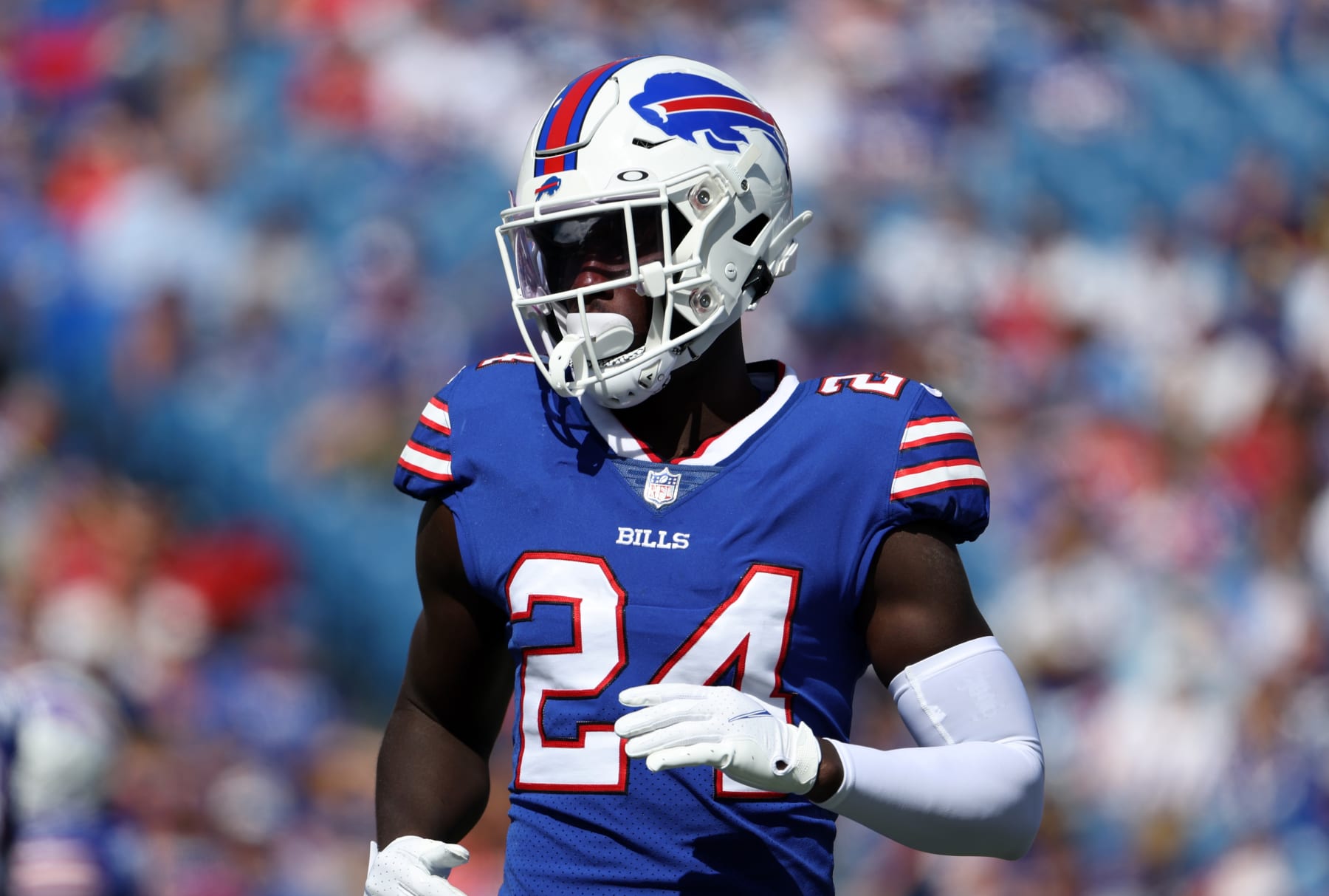 ORCHARD PARK, NY - AUGUST 13: Kaiir Elam #24 of the Buffalo Bills on the field during a preseason game against the Indianapolis Colts at Highmark Stadium on August 13, 2022 in Orchard Park, New York. (Photo by Timothy T Ludwig/Getty Images)