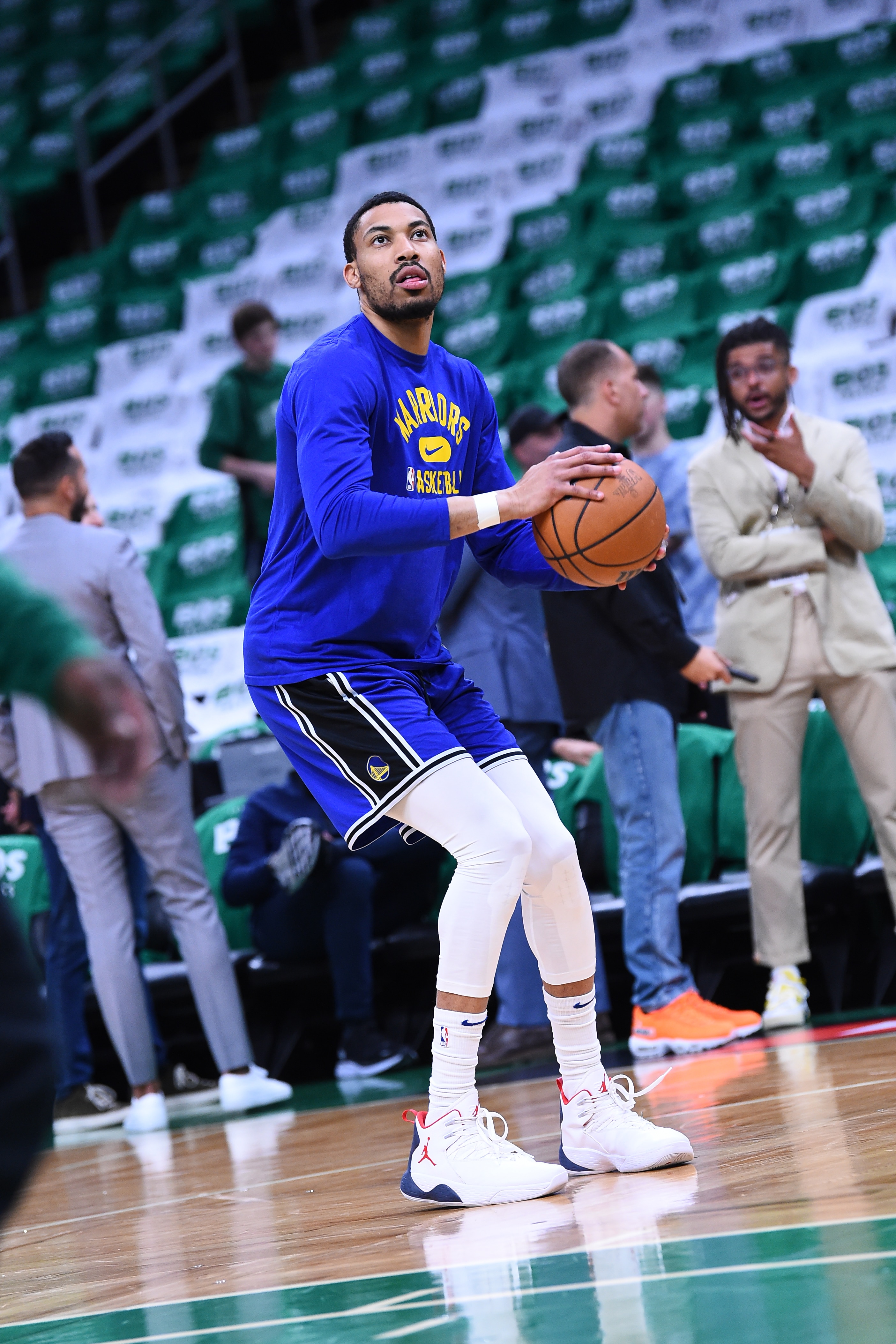 BOSTON, MA - JUNE 16: Otto Porter Jr. #32 of the Golden State Warriors warms up before Game Six of the 2022 NBA Finals on June 16, 2022 at TD Garden in Boston, Massachusetts. NOTE TO USER: User expressly acknowledges and agrees that, by downloading and or using this photograph, user is consenting to the terms and conditions of Getty Images License Agreement. Mandatory Copyright Notice: Copyright 2022 NBAE (Photo by Noah Graham/NBAE via Getty Images)