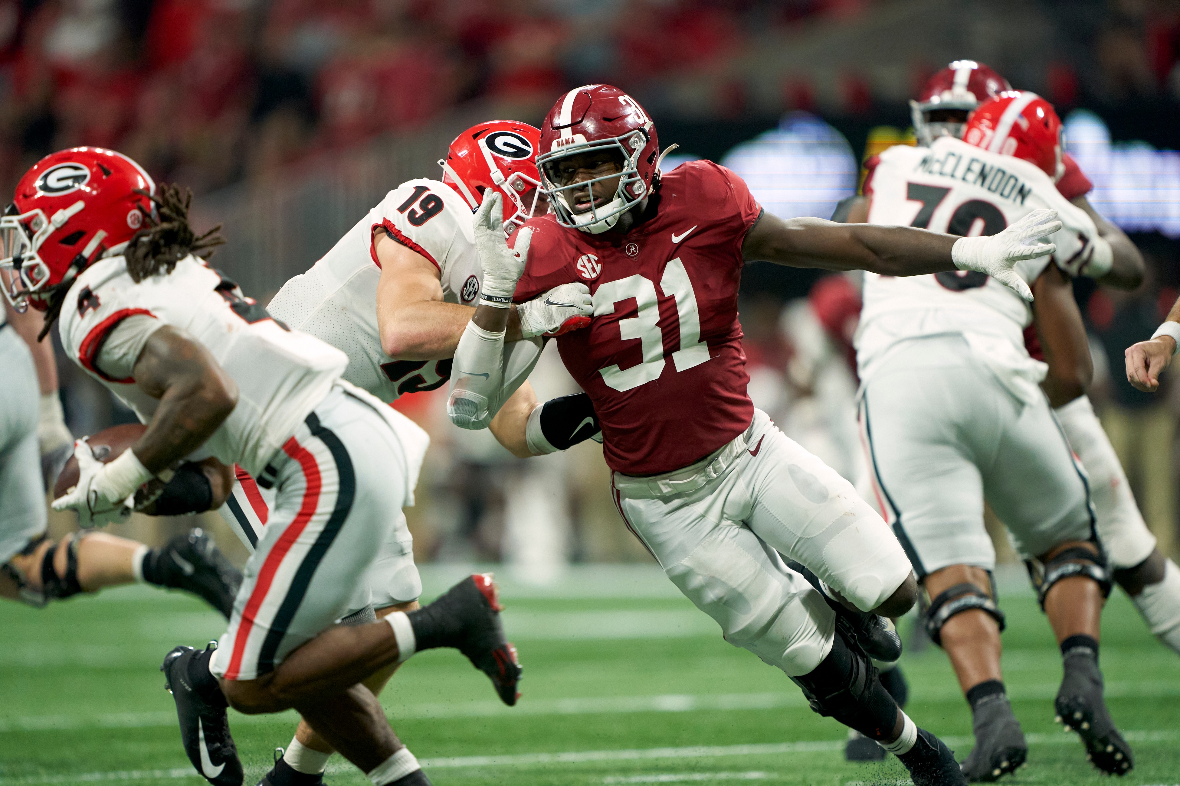 College Football: SEC Championship: Alabama Will Anderson Jr. (31) in action vs Georgia at Mercedes-Benz Stadium. Atlanta, GA 12/4/2021 CREDIT: Kevin D. Liles (Photo by Kevin D. Liles/Sports Illustrated via Getty Images) (Set Number: X163878 TK1)