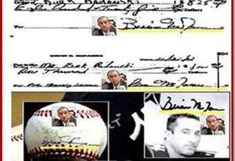 Checks made out to Kirk Radomski signed by Brian McNamee: Which one is his REAL signature?