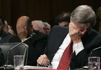 WASHINGTON - SEPTEMBER 28:  Donald Fehr, executive director of Major League Baseball Players Association (L) and Allan 'Bud' Selig, Major League Baseball Commissioner, testify before the Senate Commerce, Science and Transportation Committee during a heari