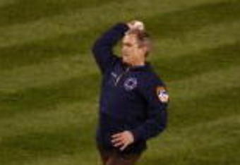 30 Oct 2001: President George W. Bush throws out the ceremonial first pitch before game 3 of the World Series between the New York Yankees and the Arizona Diamondbacks at Yankee Stadium in New York, New York. The Yankees defeated the Diamondbacks 2-1. DIG