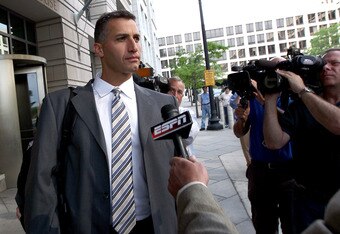 WASHINGTON, DC - MAY 01:  Andy Pettitte leaves the U.S. District Court after testifying in the perjury and obstruction trial of former teammate Roger Clemens May 1, 2012 in Washington, DC. A seven-time Cy Young Award winner, Clemens is on trial for making