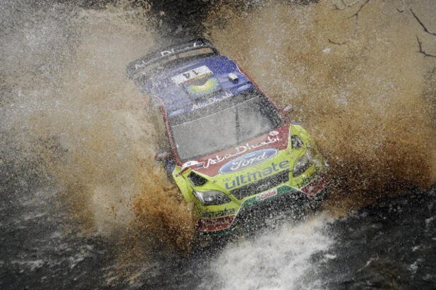 LIMASSOL, CYPRUS - MARCH 15:  Khalid Al Qassimi of United Arabian Emirates and Michael Orr of Great Britain in action in the BP Abu Dhabi Ford Focus during Leg 3 of the WRC FxPro Rally of Cyprus 2009 on March 15, 2009 in Limassol, Cyprus.  (Photo by Massi