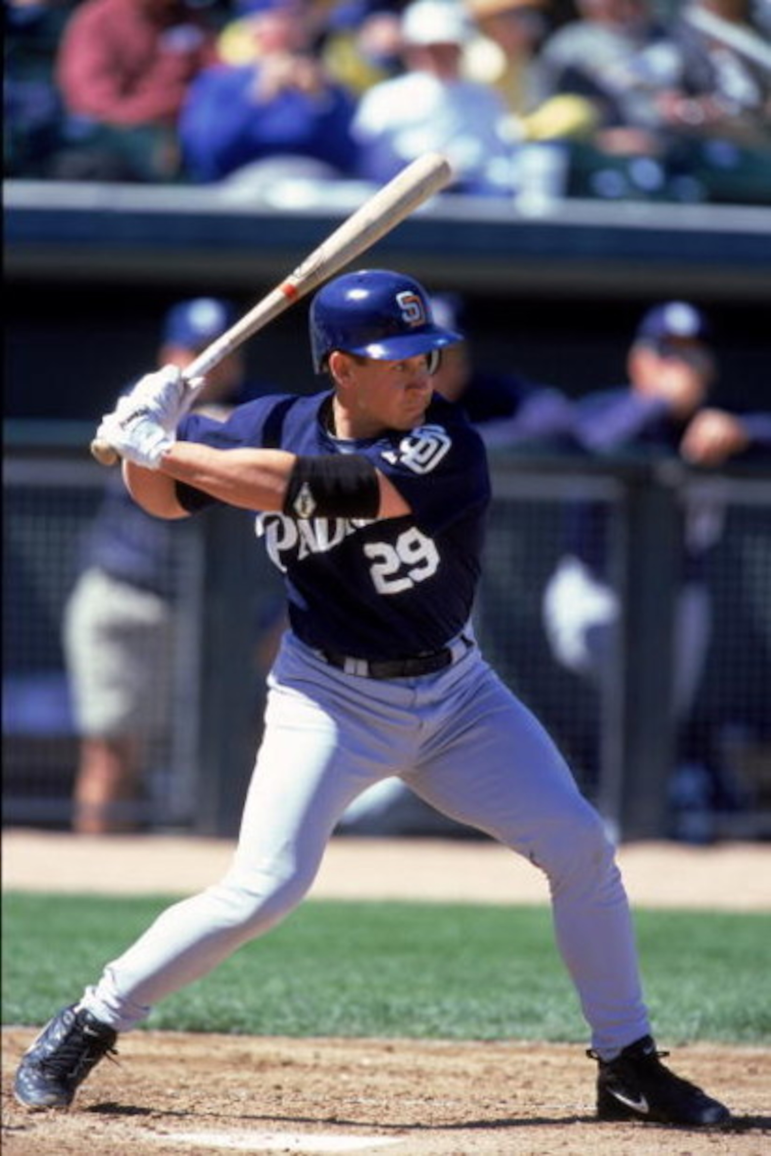 8 Mar 2000:  Bret Boone #29 of the San Diego Padres at bat during the Spring Training Game against the Chicago Cubs at Hohokam Stadium in Mesa, Arizona. The Padres defeated the Cubs 5-2. Mandatory Credit: Donald Miralle  /Allsport