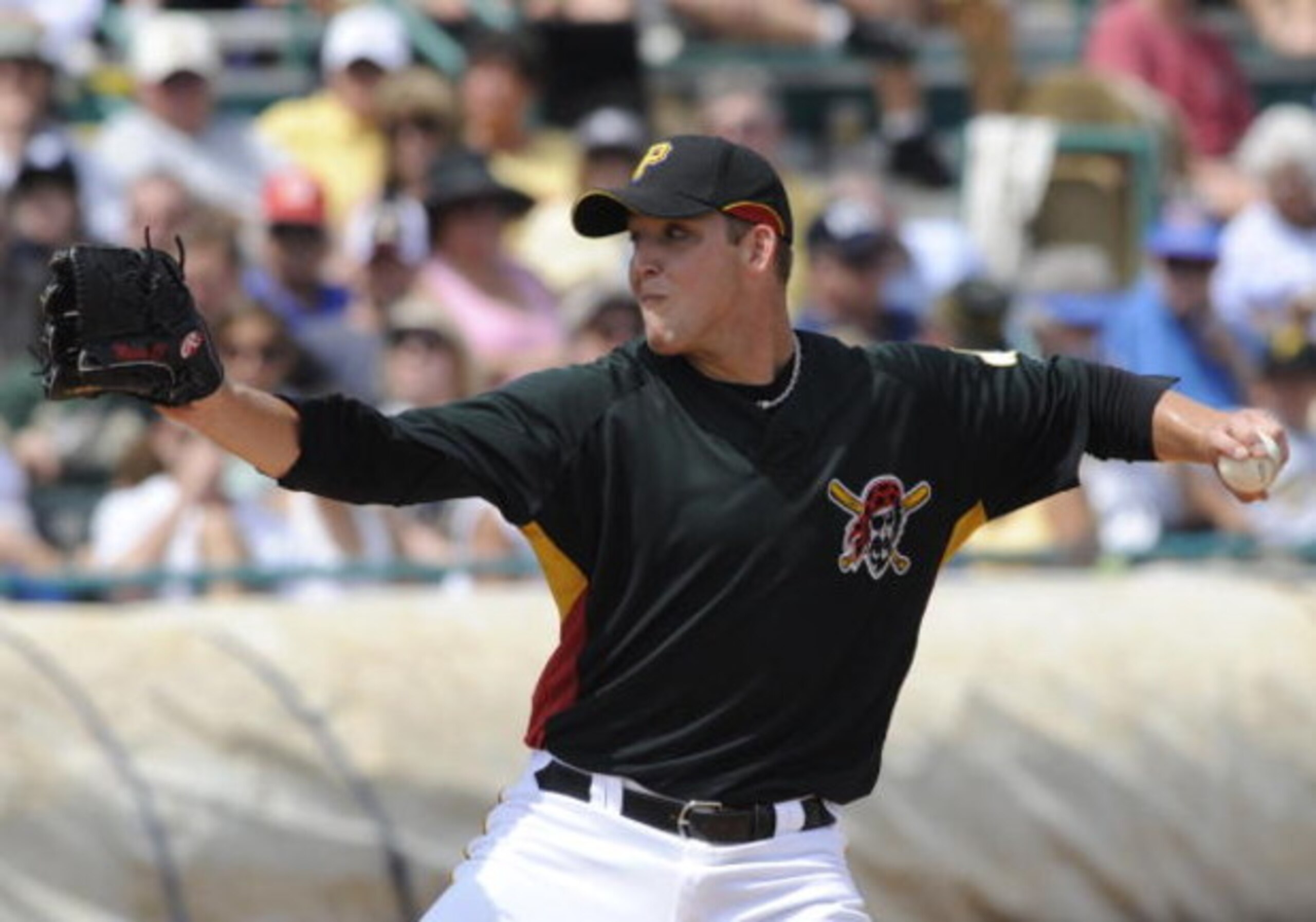 BRADENTON, FL - MARCH 23:  Pitcher Paul Maholm #28 of the Pittsburgh Pirates starts against the New York Yankees on March 23, 2008 at McKechnie Field in Bradenton, Florida. (Photo by Al Messerschmidt/Getty Images)