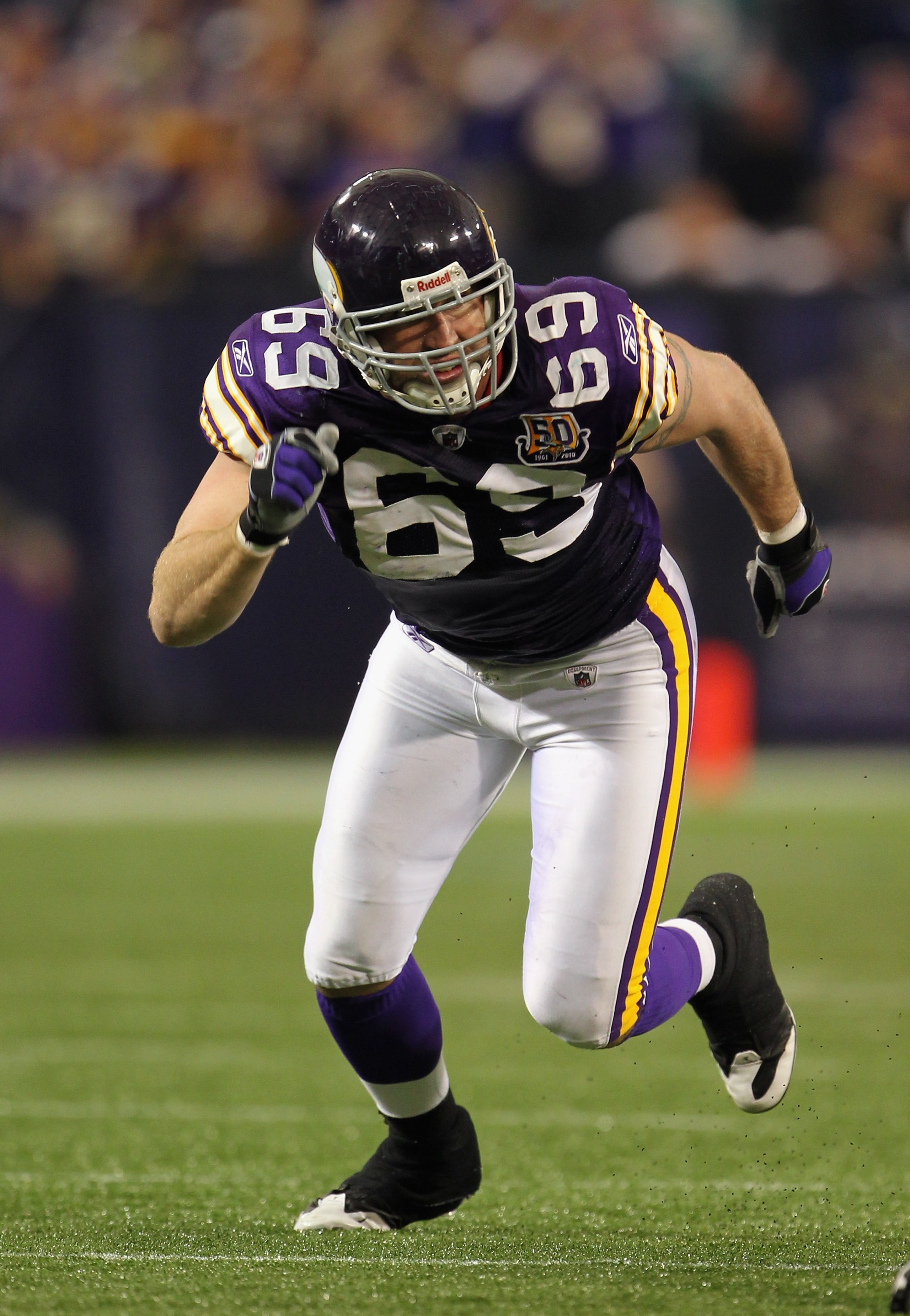 MINNEAPOLIS - SEPTEMBER 19: Jared Allen #69 of the Minnesota Vikings in action during the game against of the Miami Dolphins on September 19, 2010 at Hubert H. Humphrey Metrodome in Minneapolis, Minnesota. (Photo by Jamie Squire/Getty Images) MINNEAPOLIS - SEPTEMBER 19: Jared Allen #69 of the Minnesota Vikings in action during the game against of the Miami Dolphins on September 19, 2010 at Hubert H. Humphrey Metrodome in Minneapolis, Minnesota. (Photo by Jamie Squire/Getty Images)