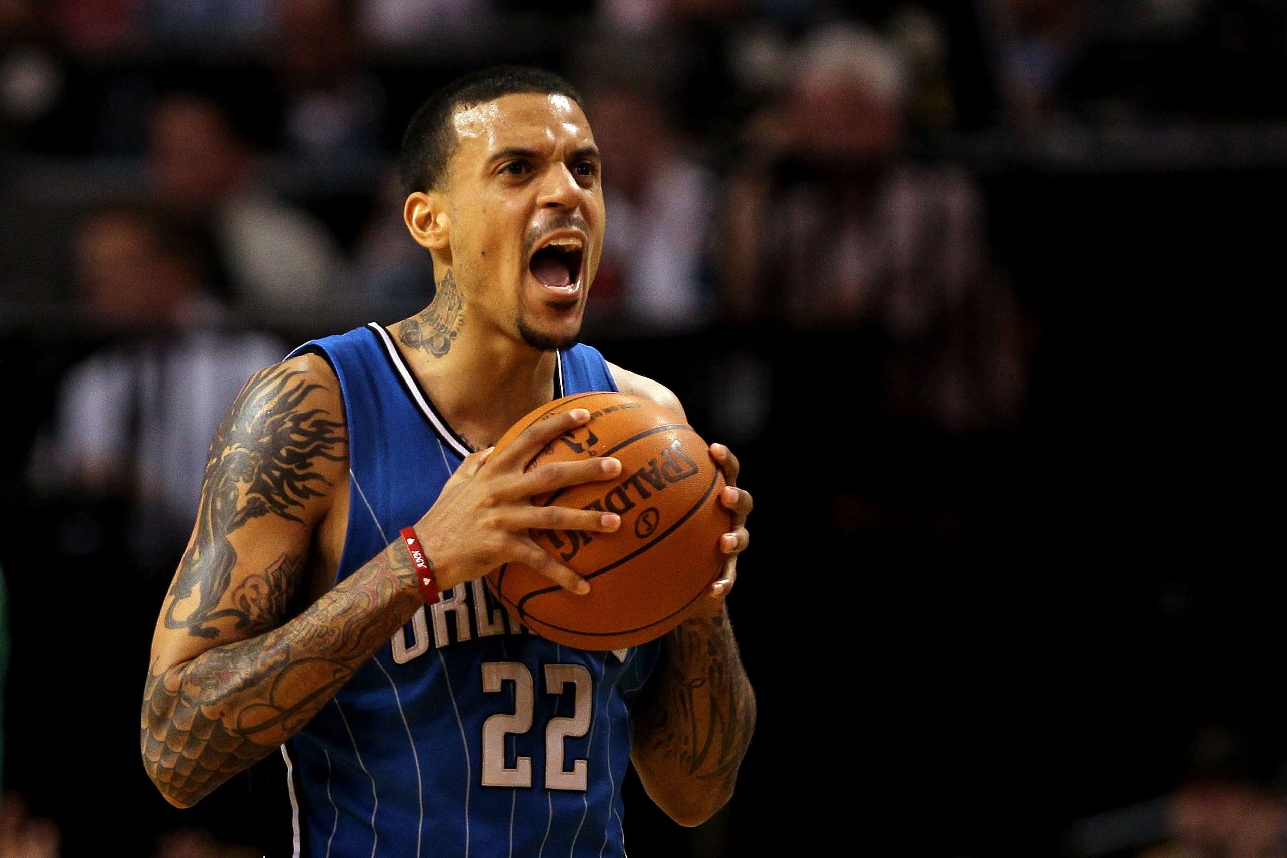 BOSTON - MAY 24:  Matt Barnes #22 of the Orlando Magic reacts after he was called for fouling Paul Pierce #34 of the Boston Celtics in Game Four of the Eastern Conference Finals during the 2010 NBA Playoffs at TD Banknorth Garden on May 24, 2010 in Boston