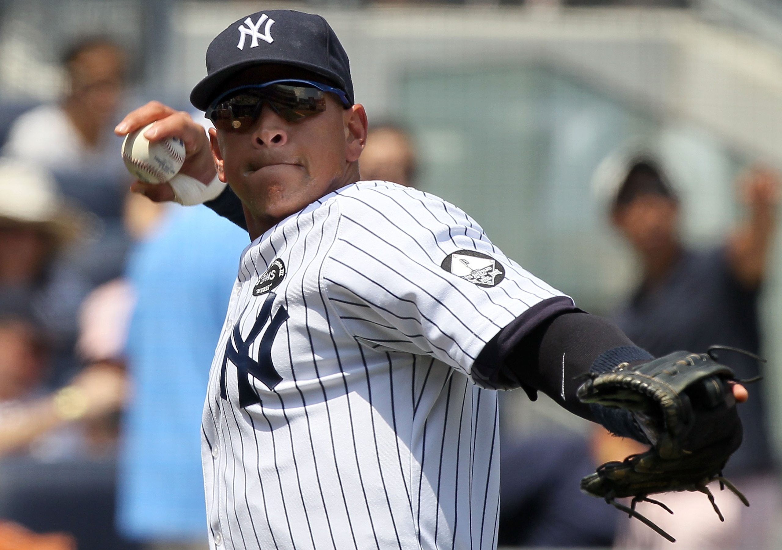 NEW YORK - JULY 18:  Alex Rodriguez #13 of the New York Yankees warms up before playing against the Tampa Bay Rays on July 18, 2010 at Yankee Stadium in the Bronx borough of New York City.  (Photo by Jim McIsaac/Getty Images)