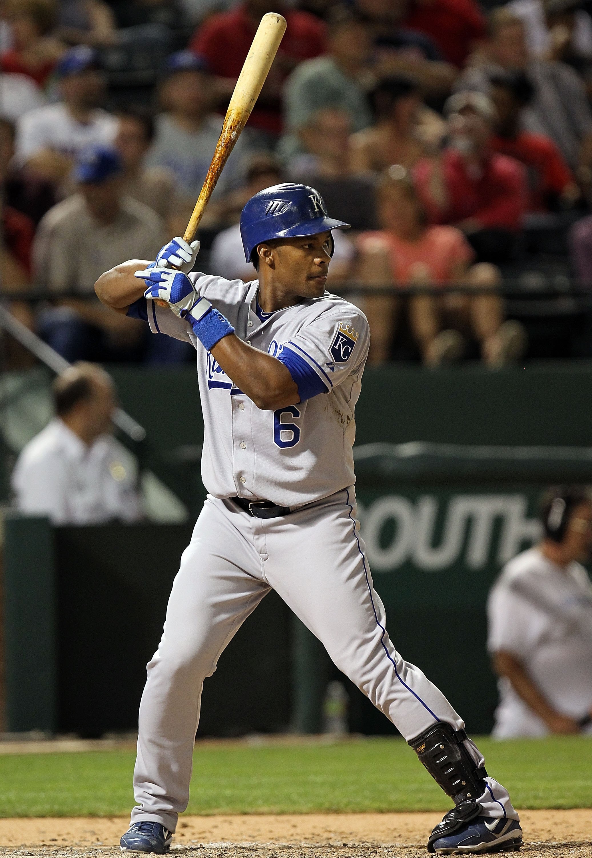 ARLINGTON, TX - MAY 06:  Jose Guillen #6 of the Kansas City Royals on May 6, 2010 at the Ballpark in Arlington, Texas.  (Photo by Ronald Martinez/Getty Images)