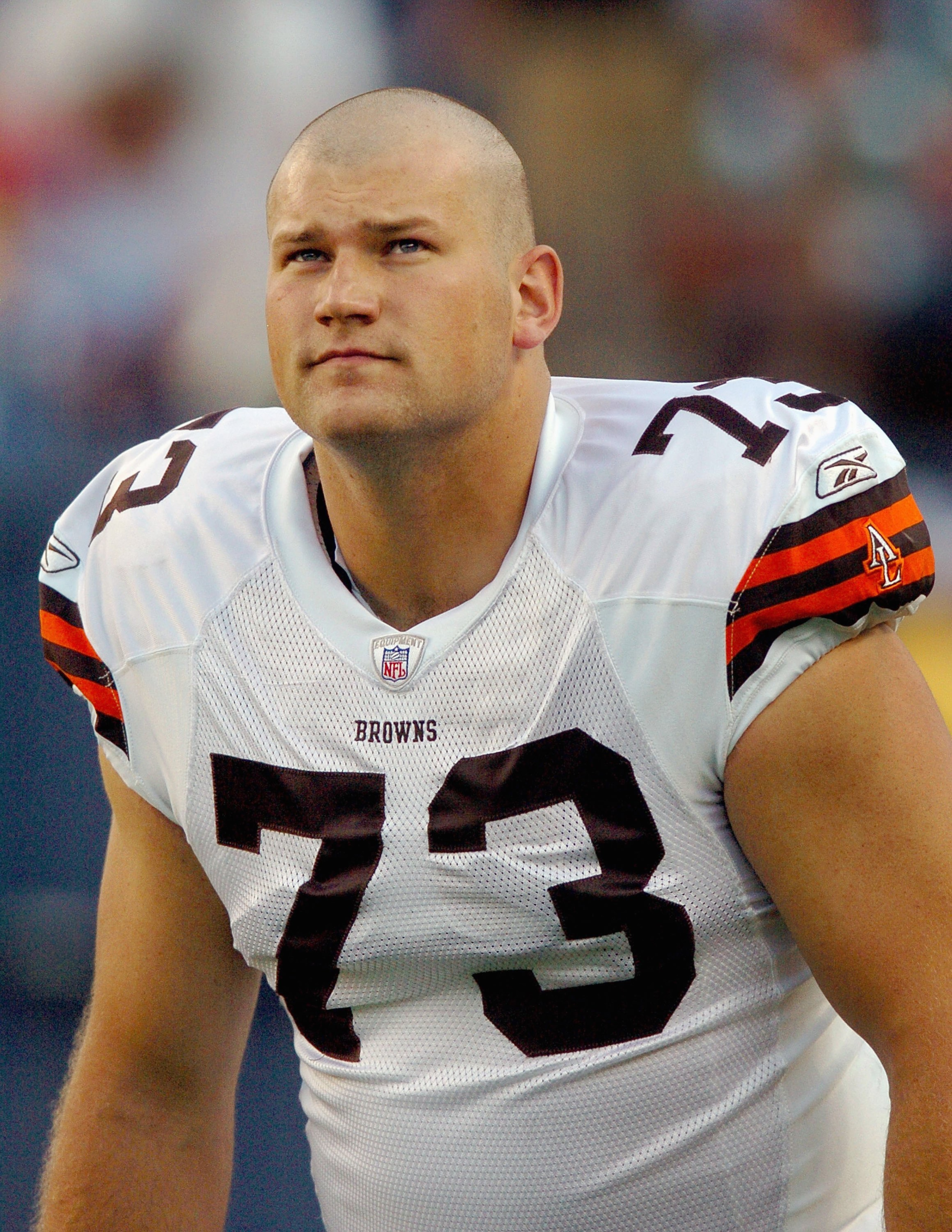 DENVER - AUGUST 25:  Offensive lineman Joe Thomas #73 of the Cleveland Browns warms up before the pre-season football game against the Denver Broncos on August 25, 2006 at Invesco Field at Mile High in Denver, Colorado.   (Photo by Steve Dykes/Getty Image