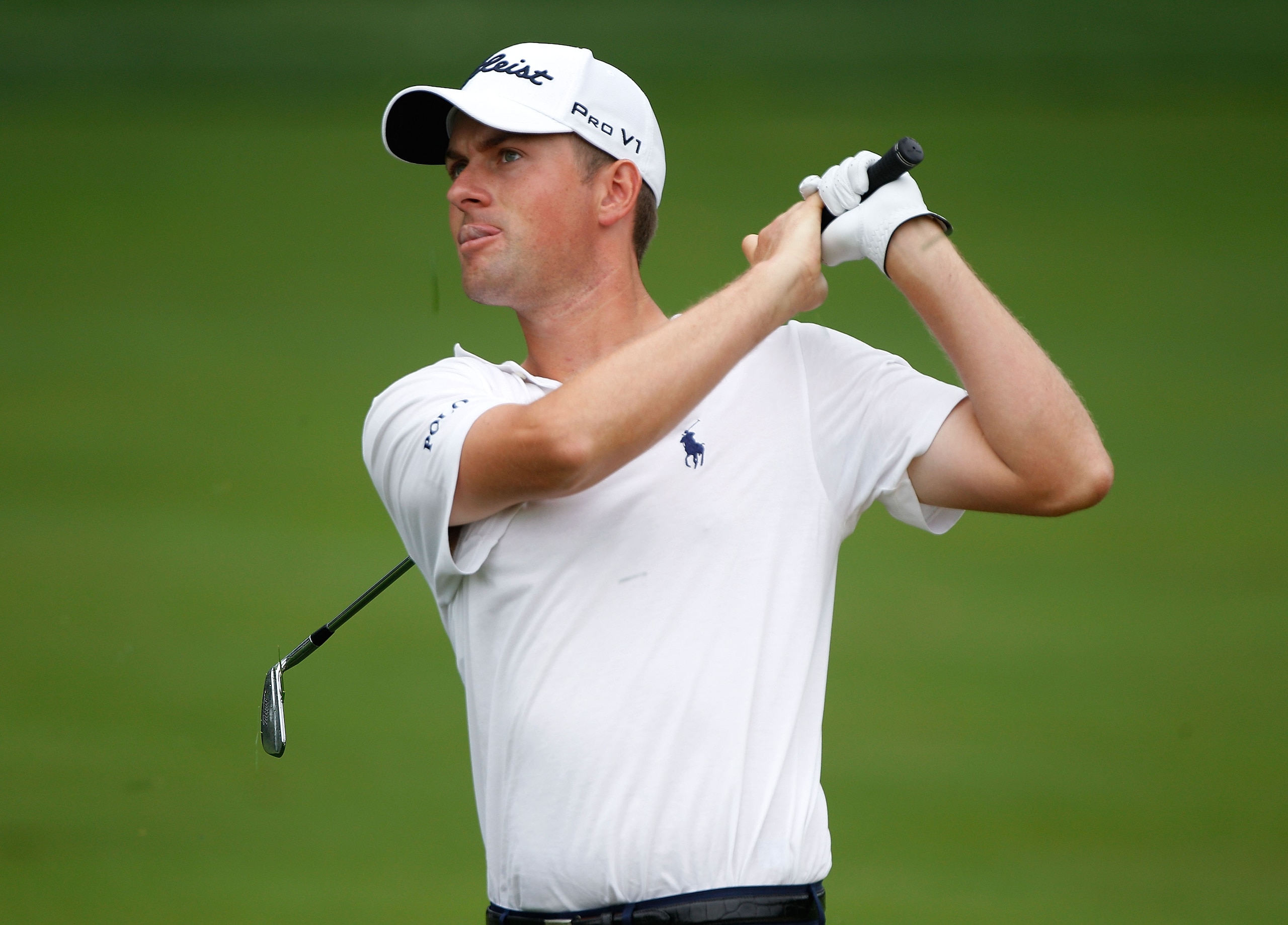 DUBLIN, OH - JUNE 03:  Webb Simpson watches his approach shot on the 13th hole during the first round of the Memorial Tournament presented by Morgan Stanley at Muirfield Village Golf Club on June 3, 2010 in Dublin, Ohio.  (Photo by Scott Halleran/Getty Im