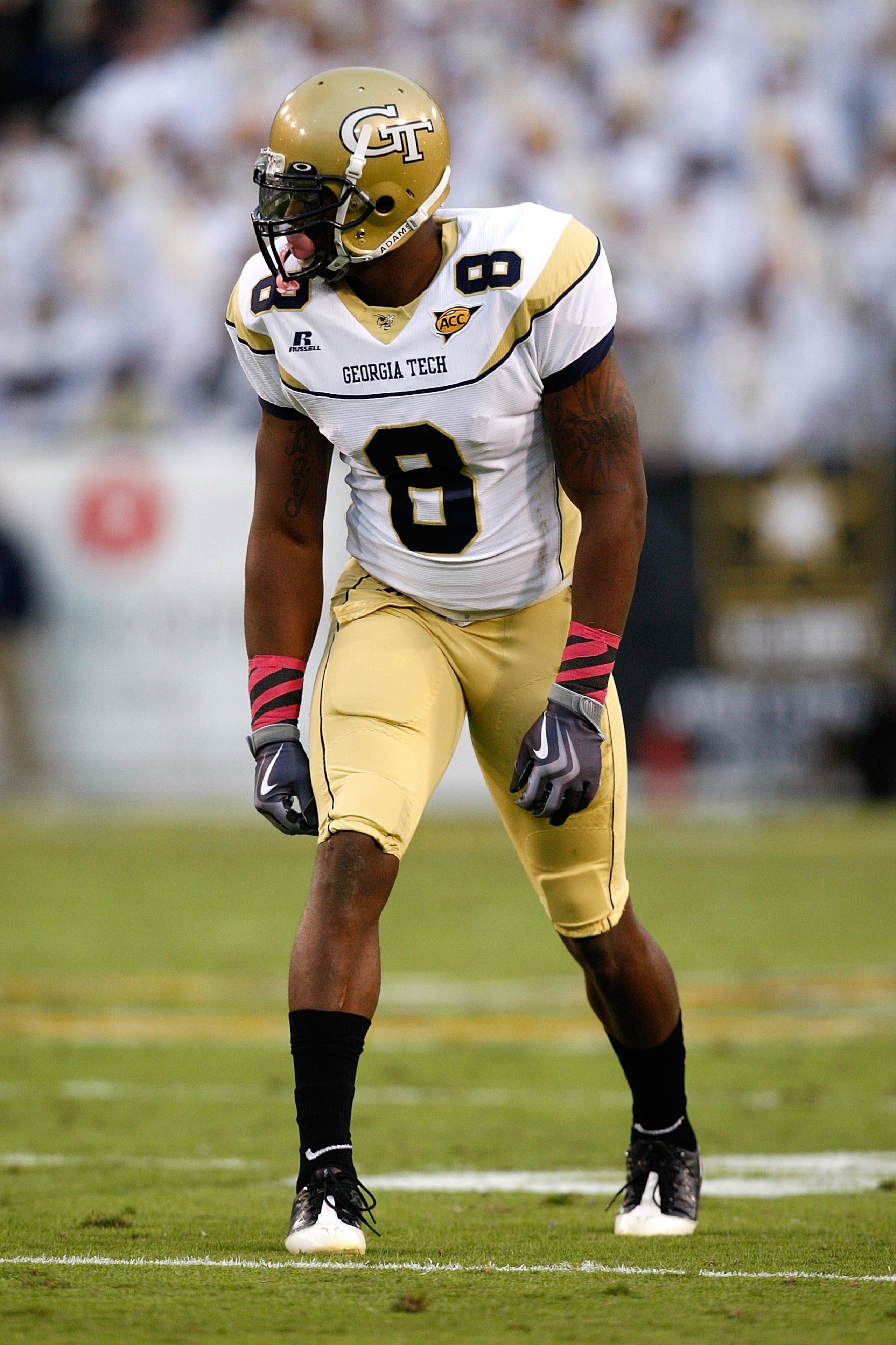 ATLANTA - OCTOBER 17:  Demaryius Thomas #8 of the Georgia Tech Yellow Jackets against the Virginia Tech Hokies at Bobby Dodd Stadium on October 17, 2009 in Atlanta, Georgia.  (Photo by Kevin C. Cox/Getty Images)