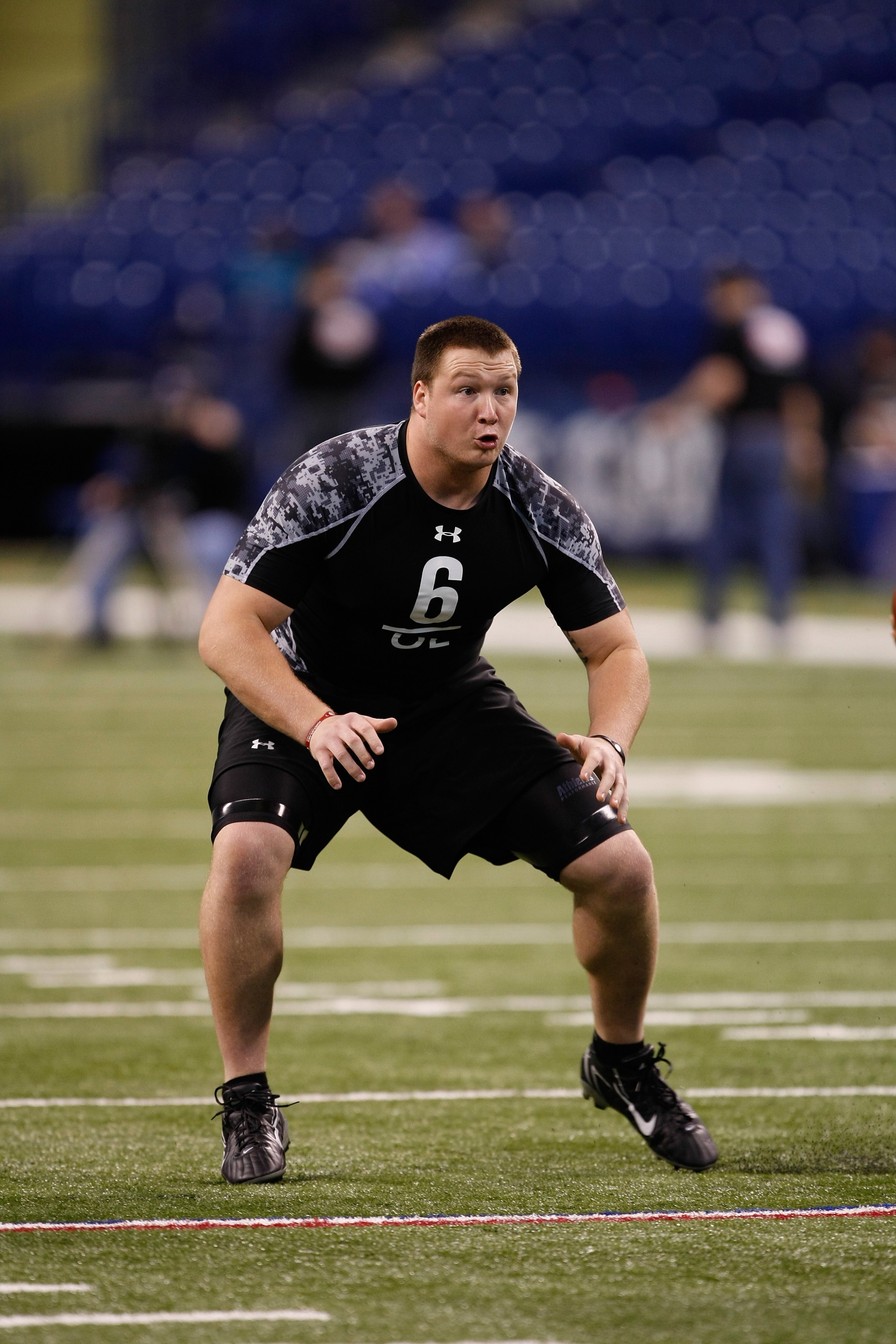 INDIANAPOLIS, IN - FEBRUARY 27: Offensive lineman Bryan Bulaga of Iowa runs during the NFL Scouting Combine presented by Under Armour at Lucas Oil Stadium on February 27, 2010 in Indianapolis, Indiana. (Photo by Scott Boehm/Getty Images)